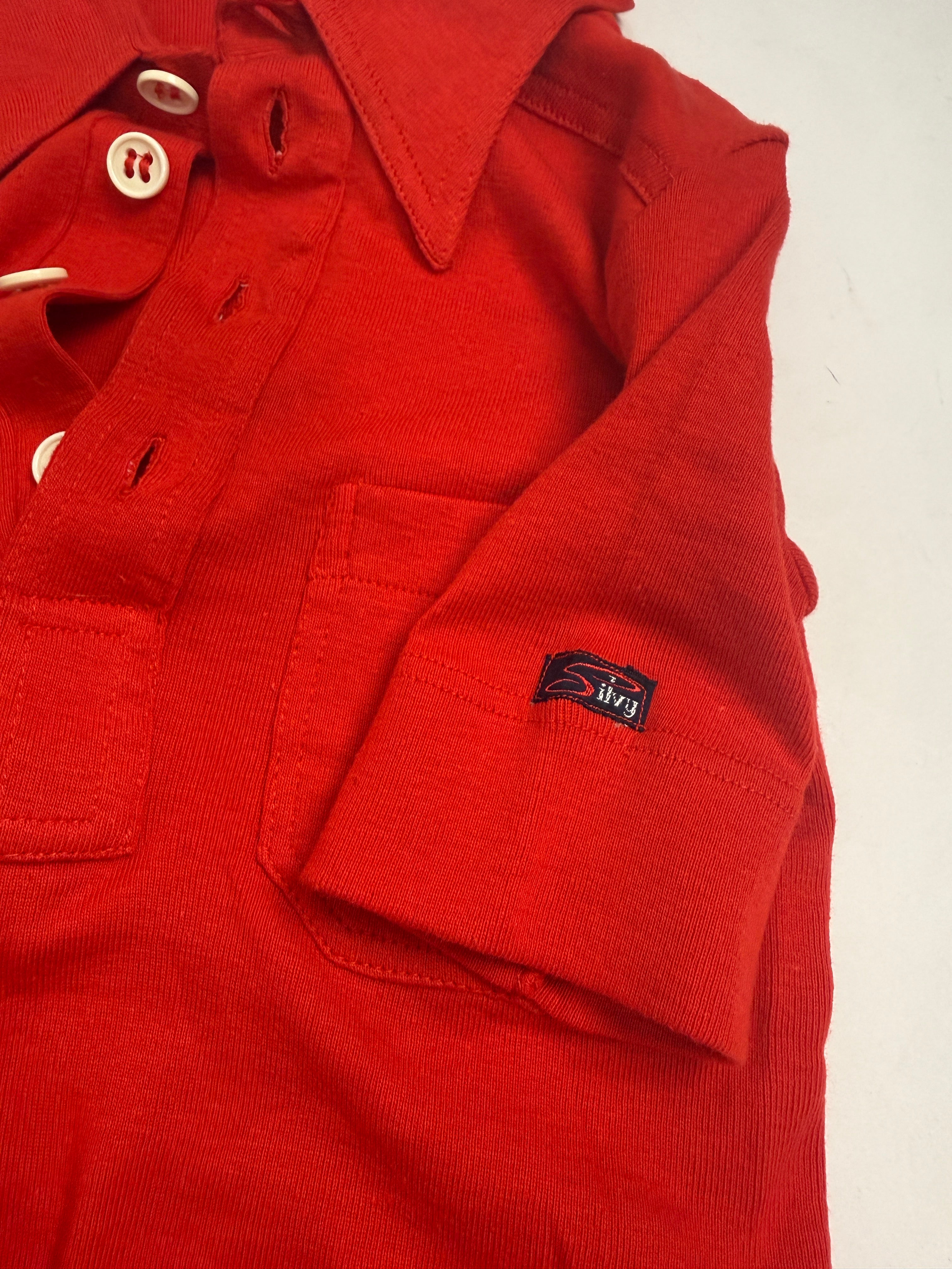Polo in Jersey di Cotone Rossa Anni '70 - Taglia S