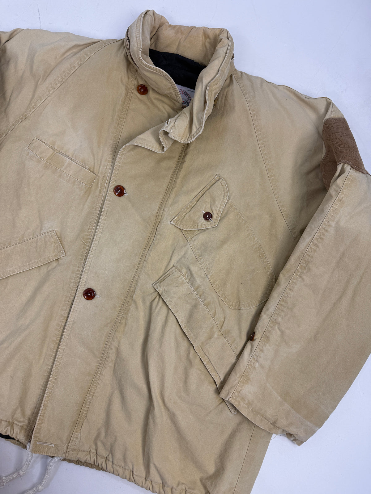 Giubbotto Vintage Beige Multitasche con Coulisse - Taglia L