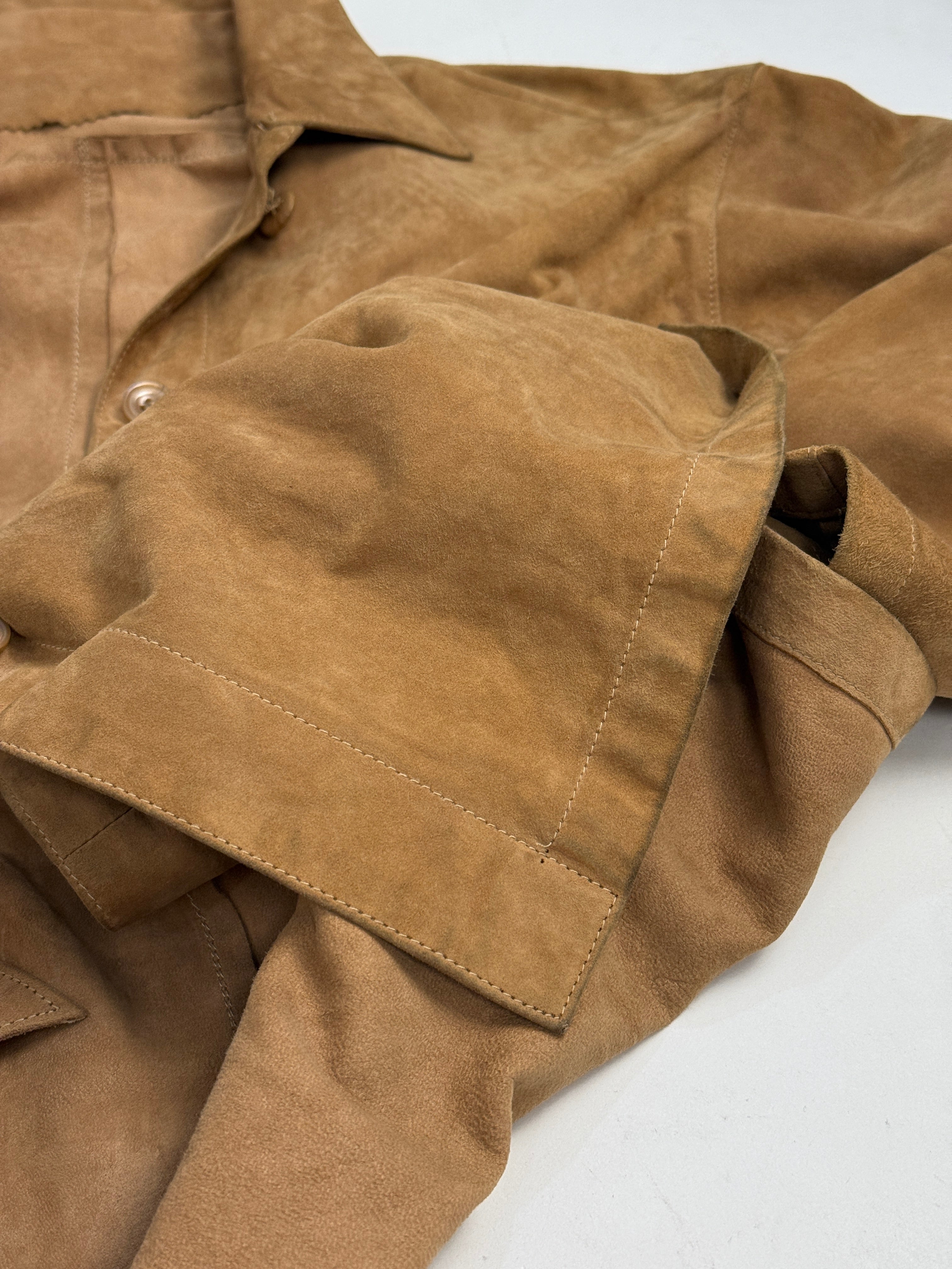 Giacca Vintage Camoscio Naturale con Cintura - Taglia L