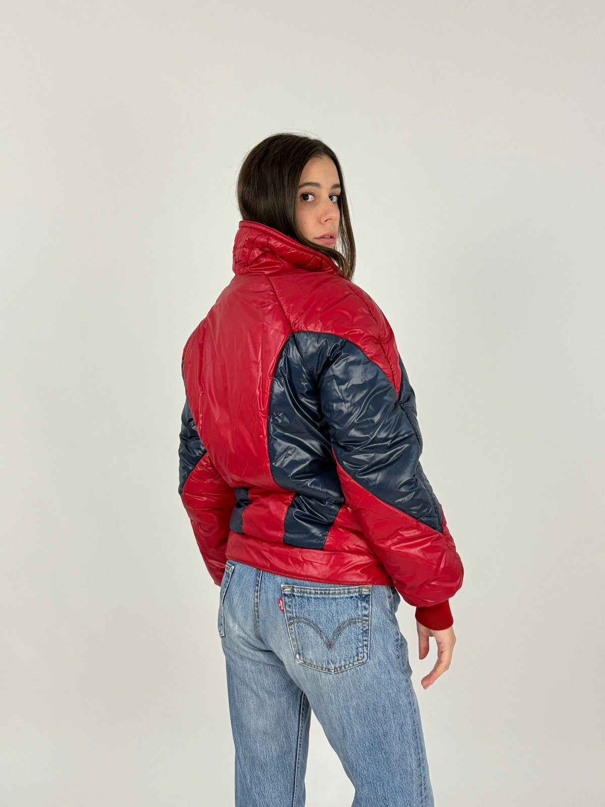 Piumino Ellesse Anni '70/'80 Rosso e Blu Glossy - Taglia S/40