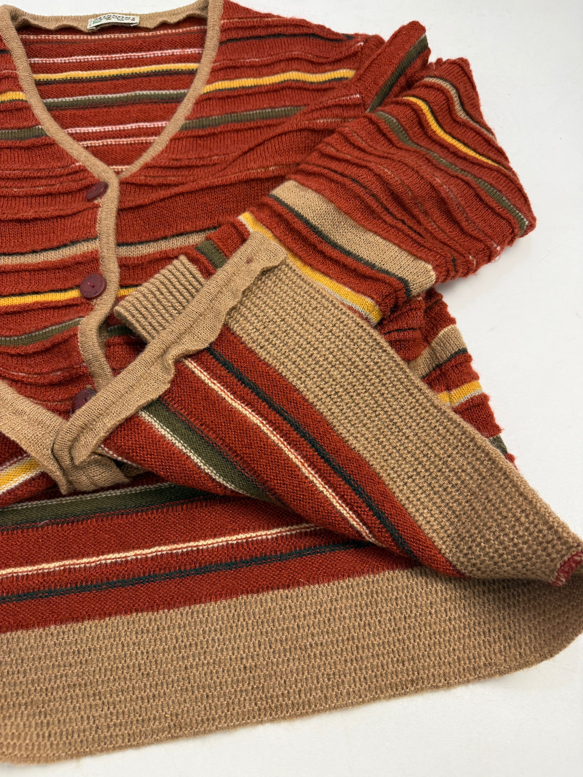Cardigan Vintage Missoni Sport a Righe Ruggine - Taglia M