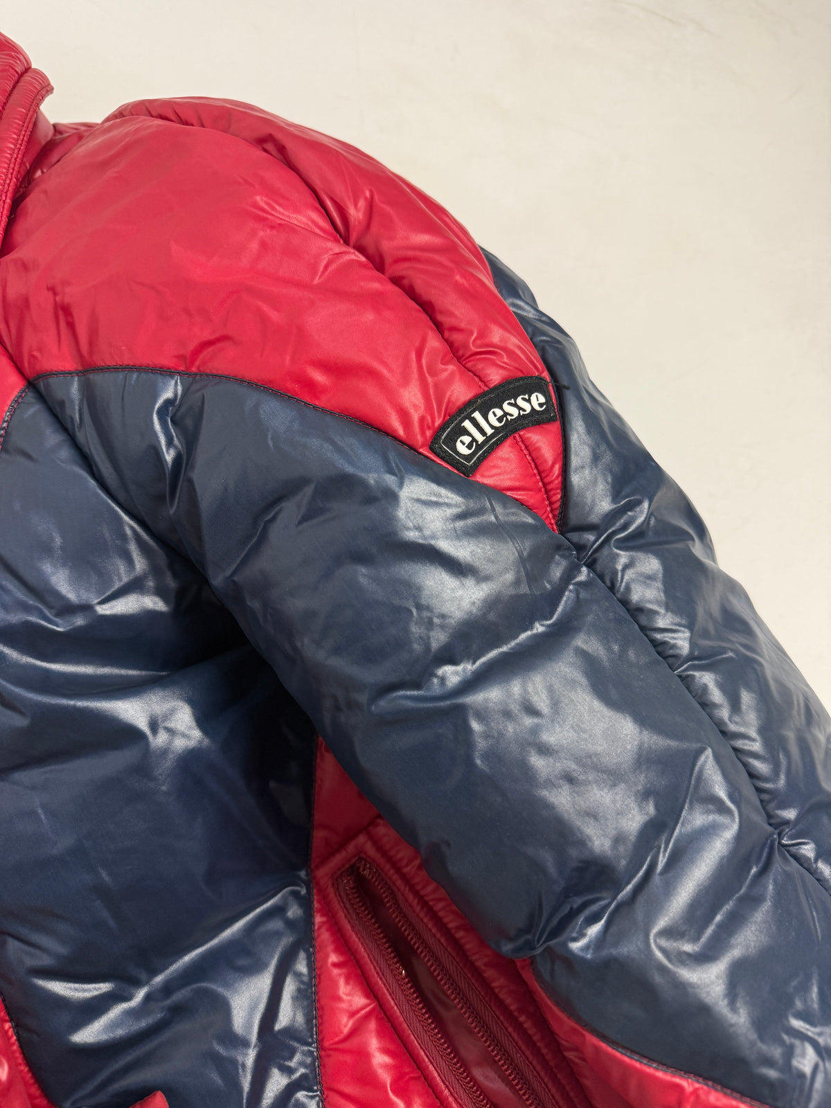 Piumino Ellesse Anni '70/'80 Rosso e Blu Glossy - Taglia S/40