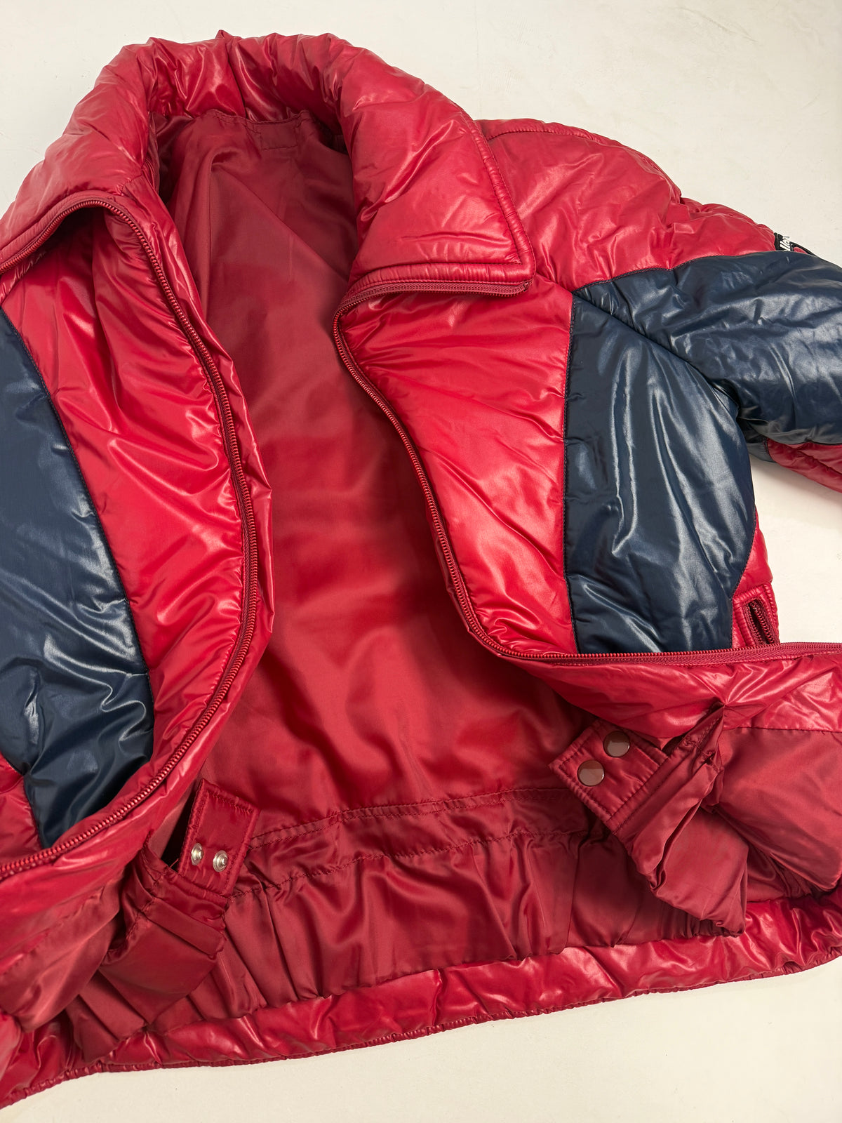 Piumino Ellesse Anni '70/'80 Rosso e Blu Glossy - Taglia S/40