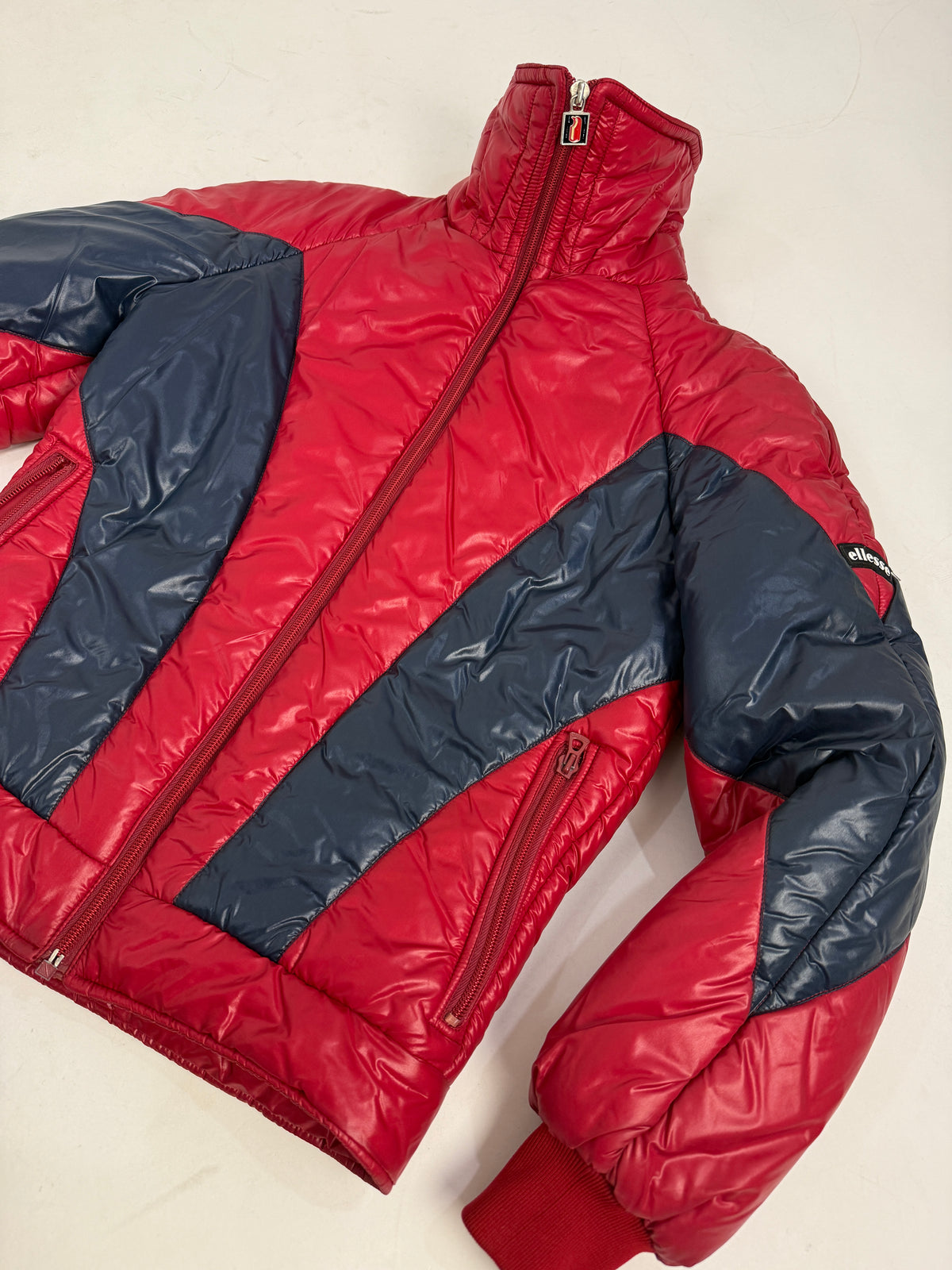Piumino Ellesse Anni '70/'80 Rosso e Blu Glossy - Taglia S/40