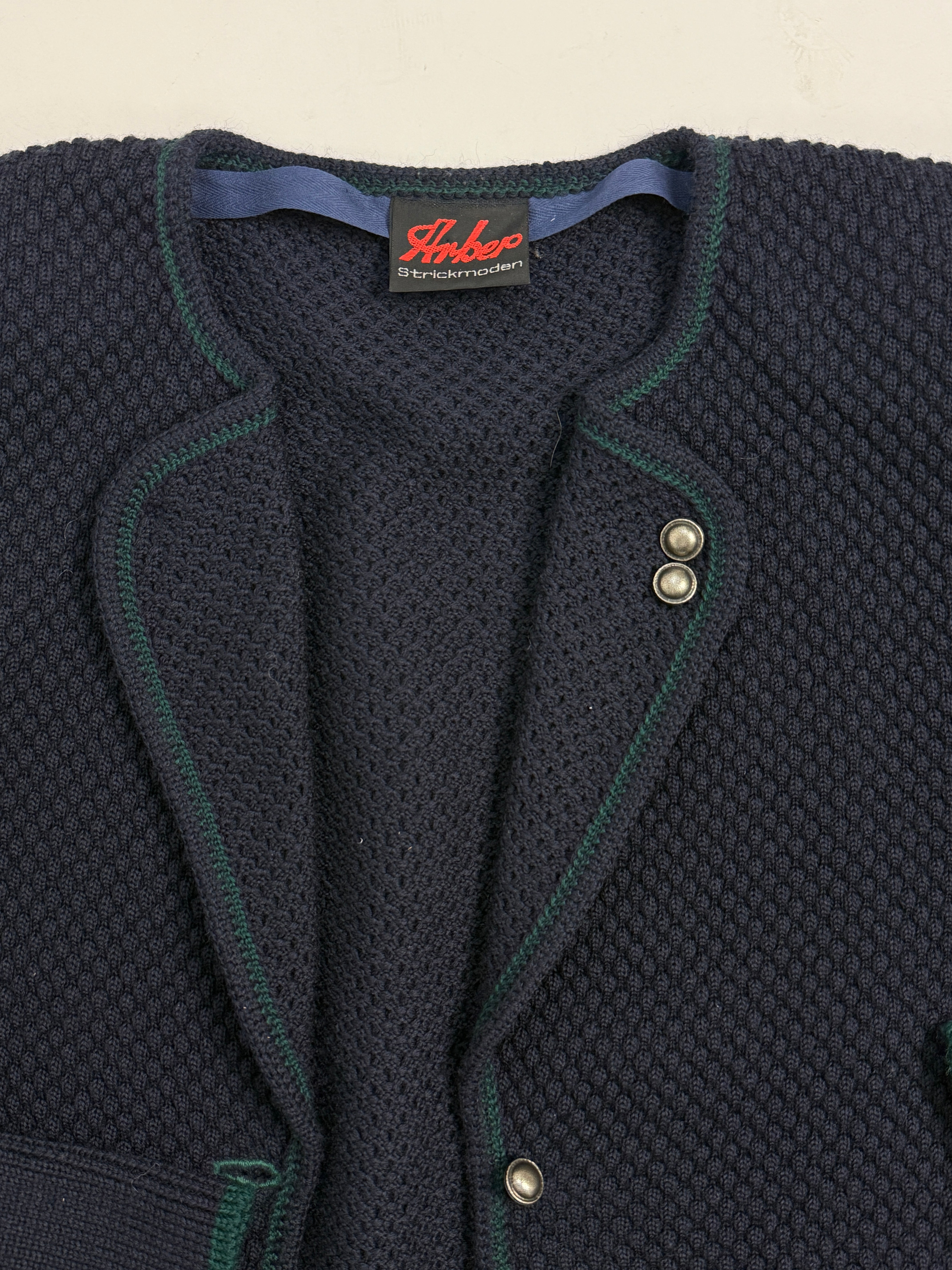 Cardigan Arbep Strickmoden con ricami in pura lana blu