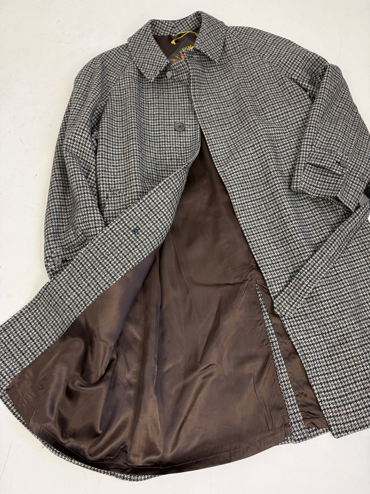 Cappotto Deadstock Anni '70 Lana Pied de Poule - Taglia M