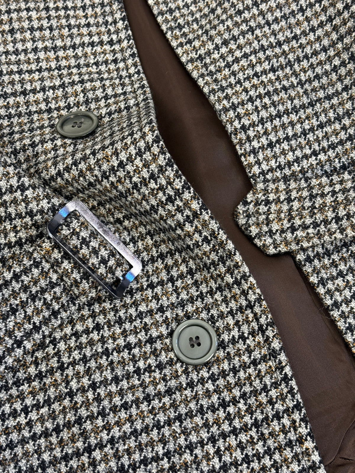 Cappotto Deadstock Anni '70 Lana Pied de Poule - Taglia M