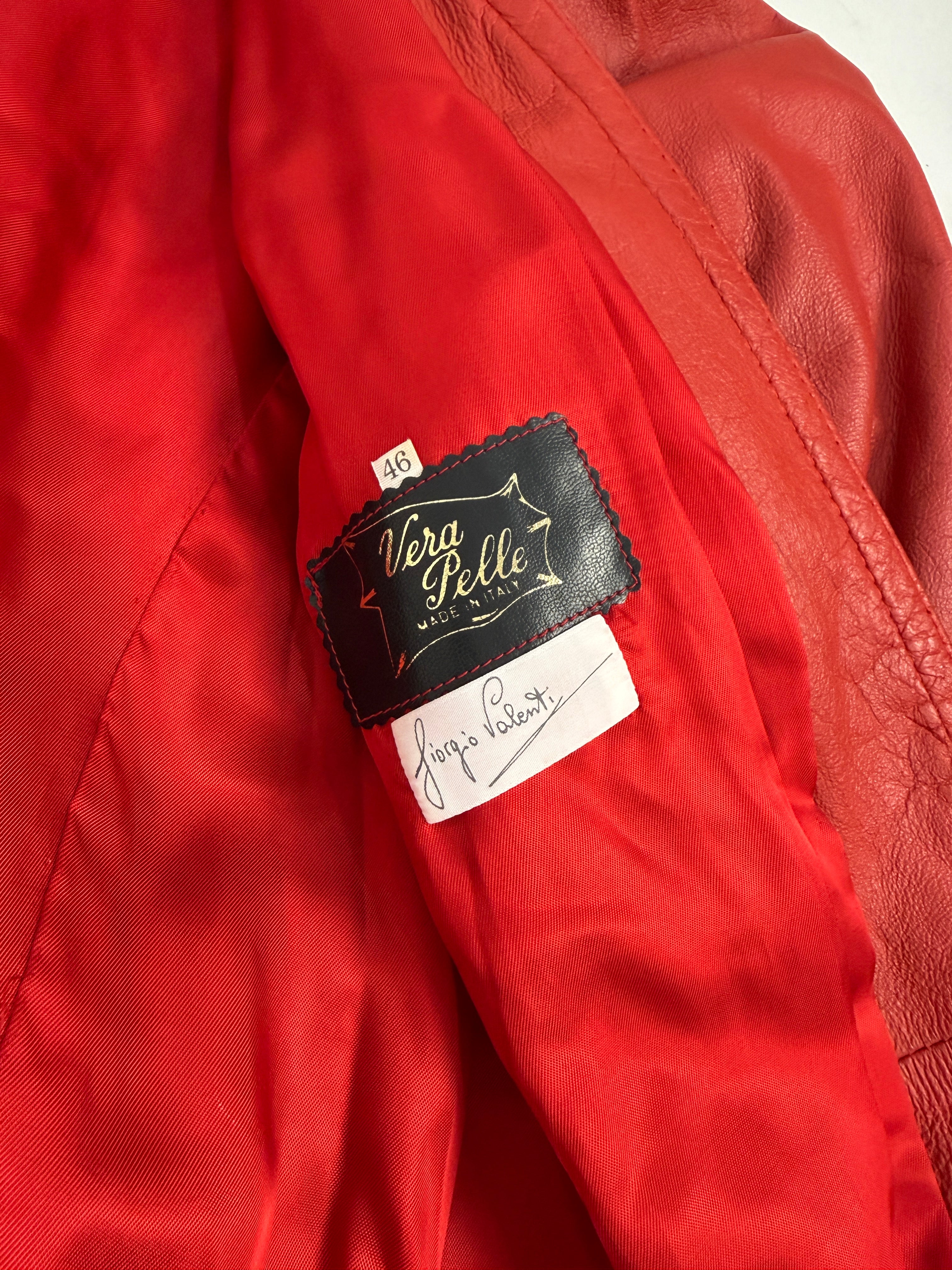 Completo anni '80 - Giacca e Gonna in Vera Pelle Rossa - Set Coordinato