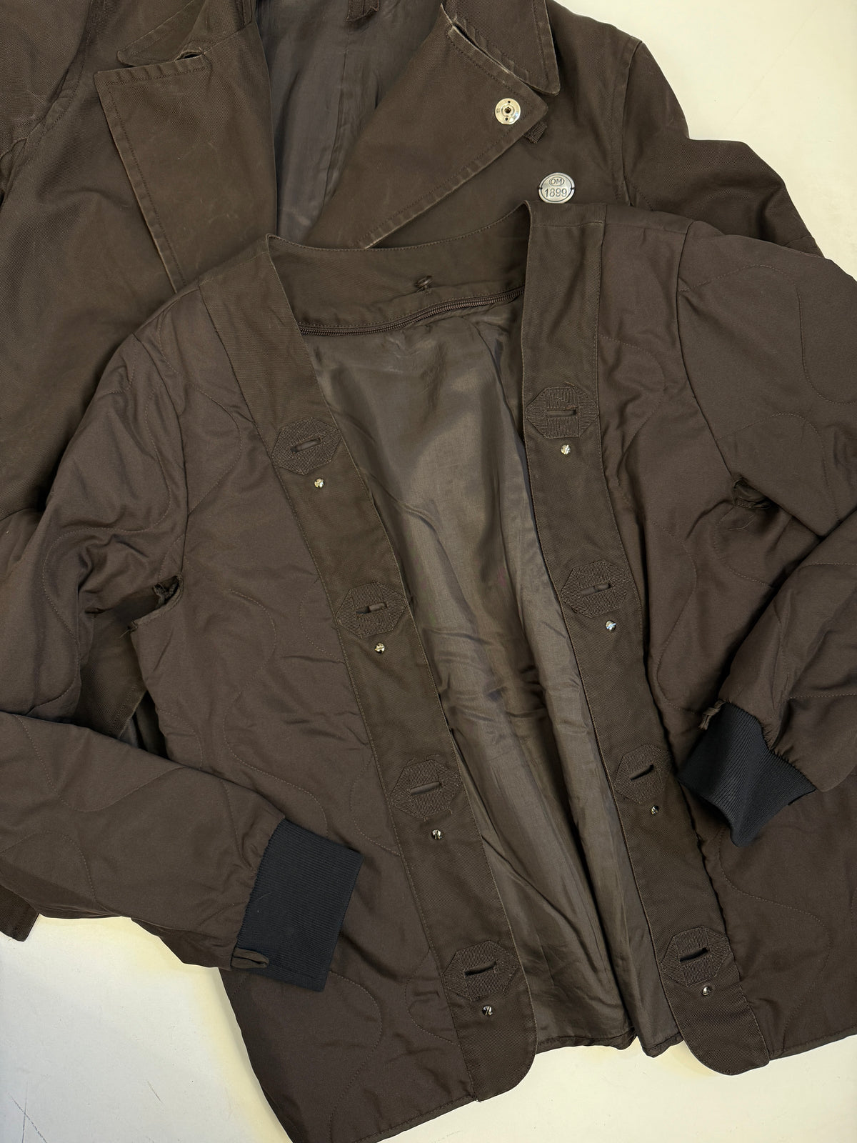 Cappotto Anni '90 Cotone Canvas Marrone Interno Staccabile - Taglia M