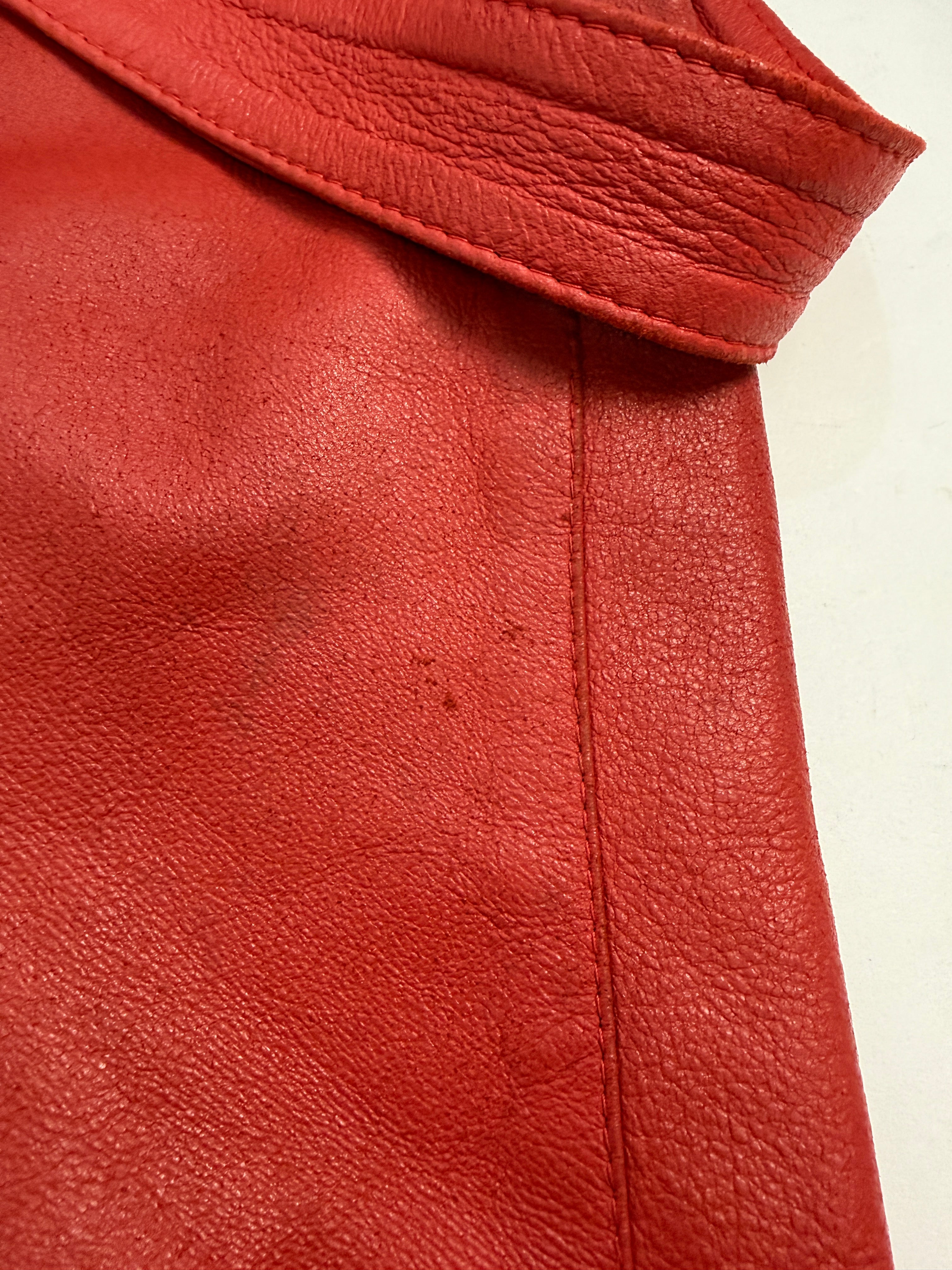 Completo anni '80 - Giacca e Gonna in Vera Pelle Rossa - Set Coordinato