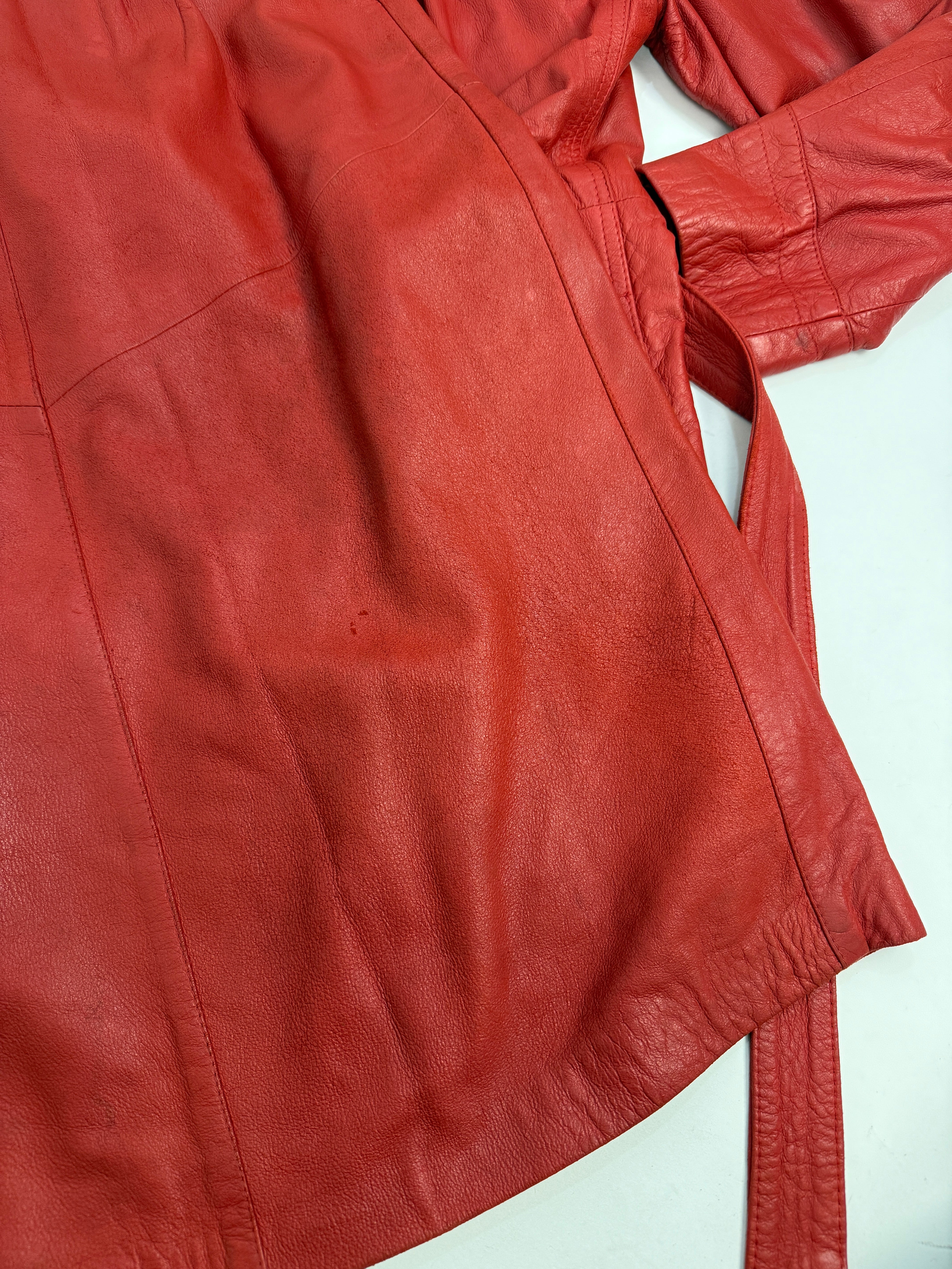 Completo anni '80 - Giacca e Gonna in Vera Pelle Rossa - Set Coordinato