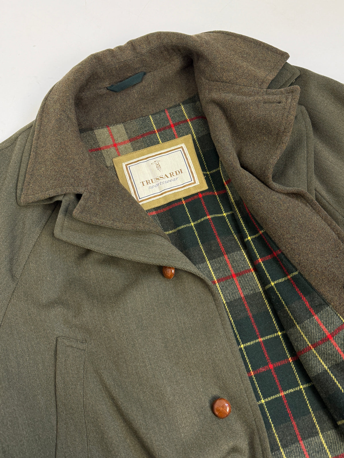 Cappotto Vintage Trussardi Sportswear Fodera Tartan - Taglia L