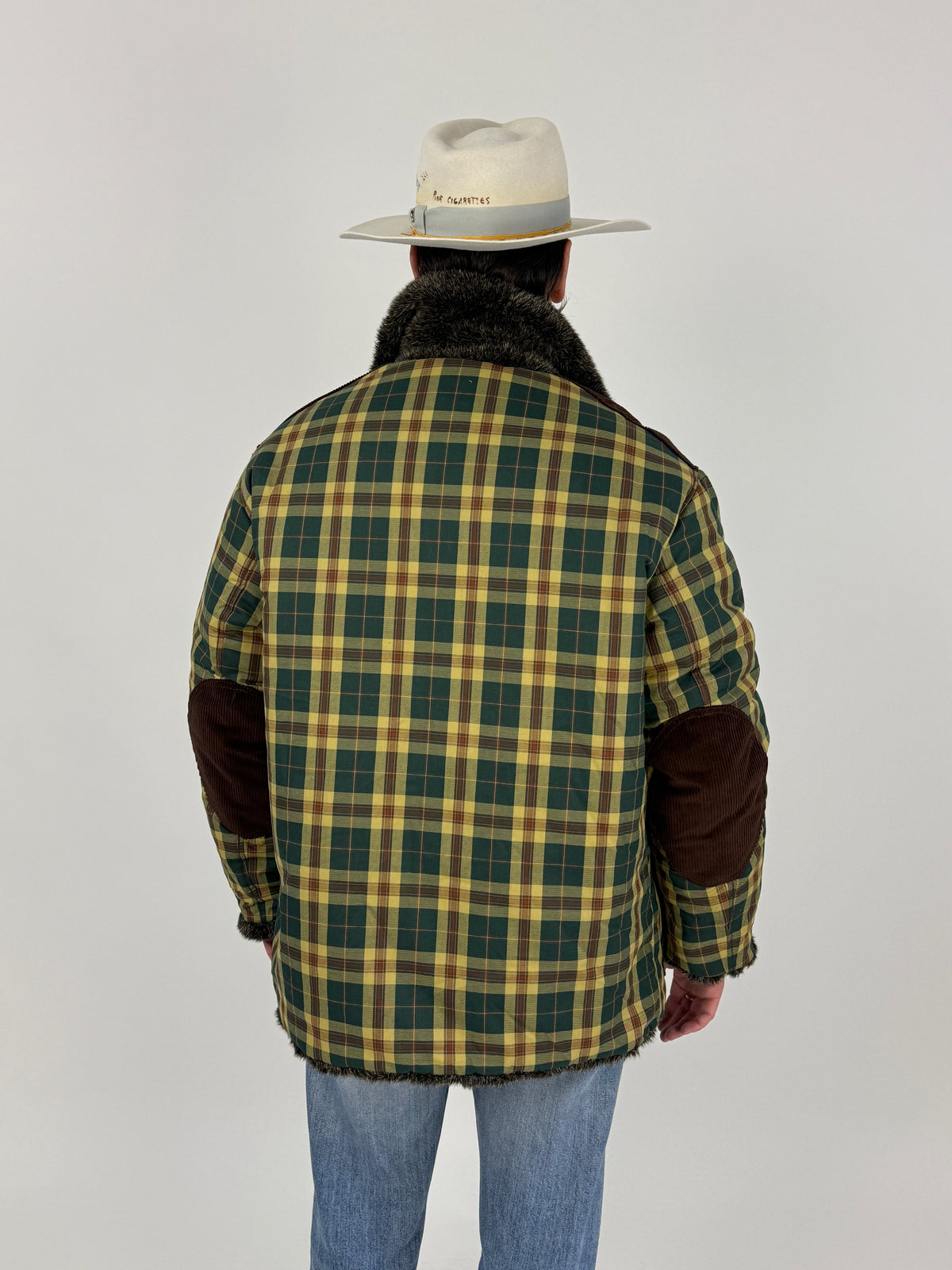 Giacca Reversibile Anni '70 Tartan ed Ecopelliccia - Taglia L