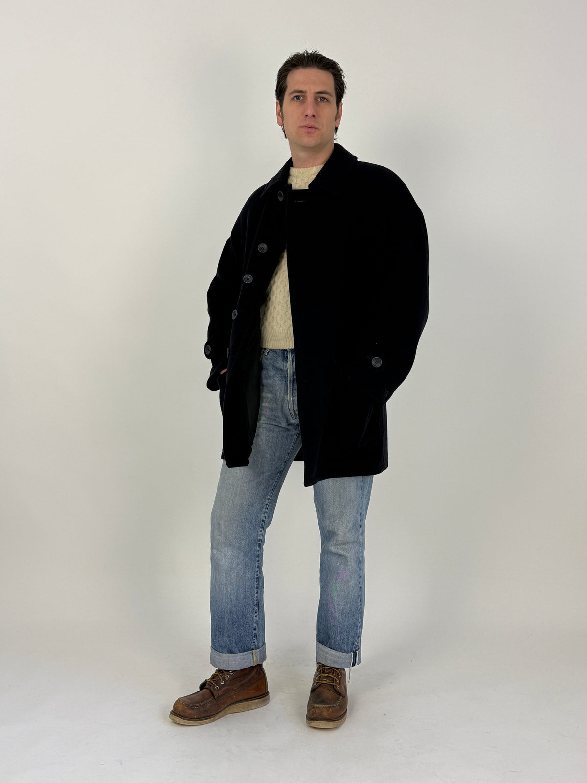 Cappotto Lory in cashmere e lana blu notte - Taglia M