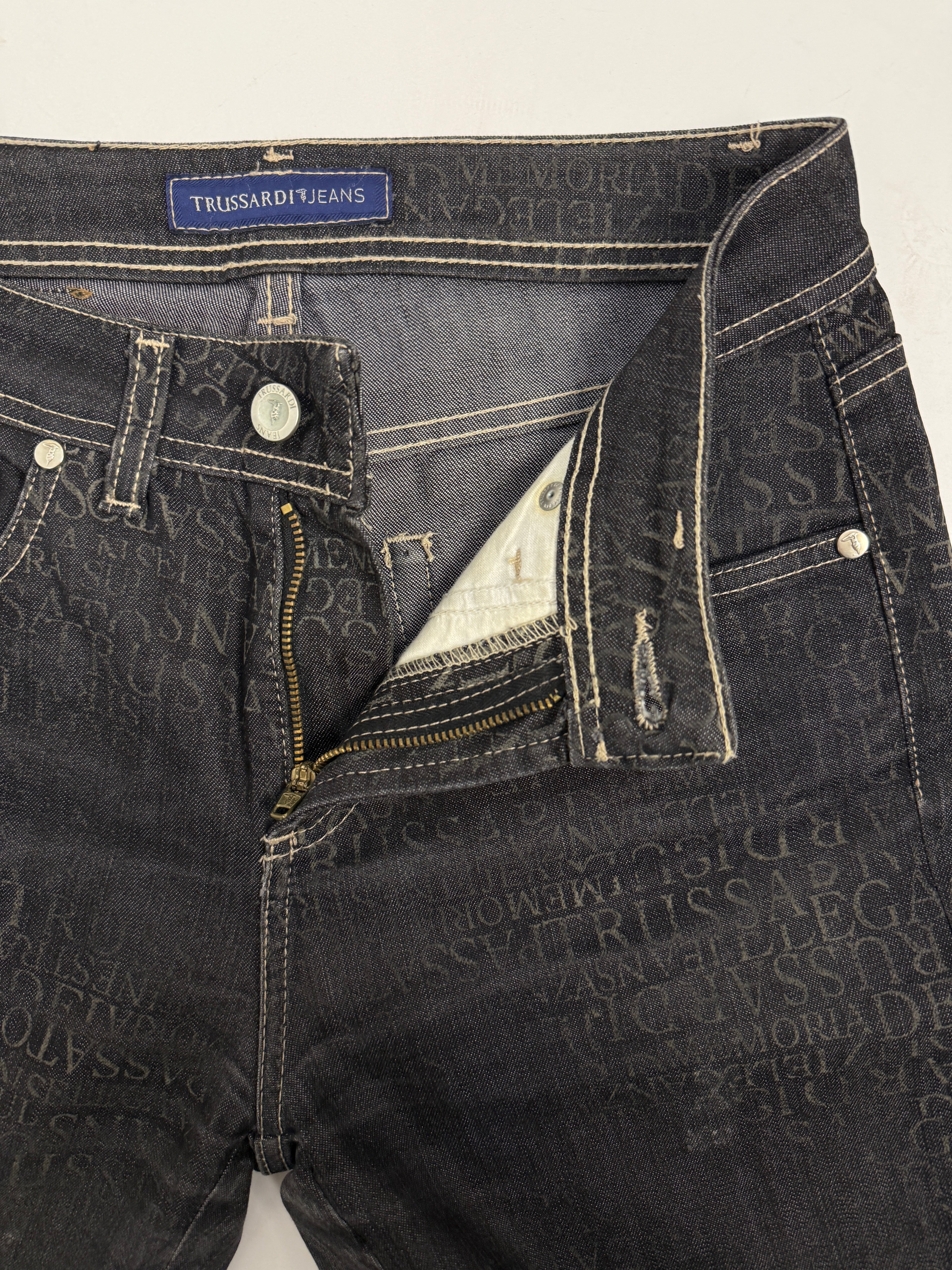 Jeans Trussardi pinocchietto - Logo all-over - Nero