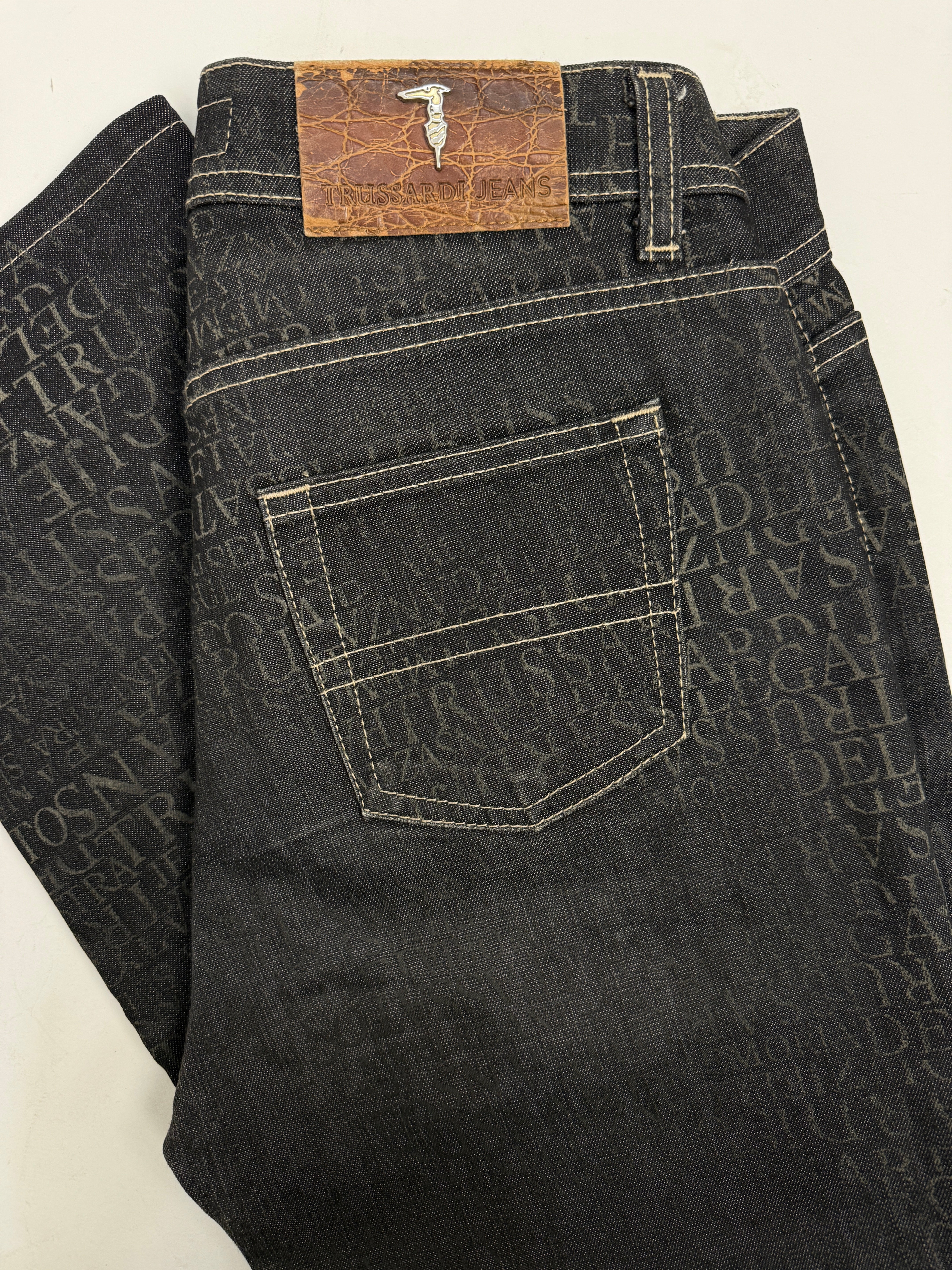 Jeans Trussardi pinocchietto - Logo all-over - Nero