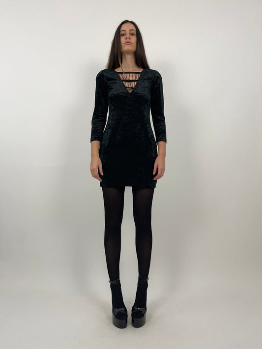 Abito corto in velluto e perline