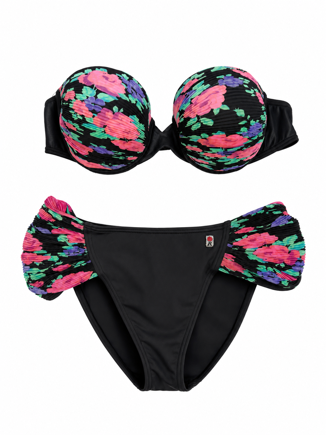 Bikini Red Point Anni '80 Plissé Floreale - Taglia M