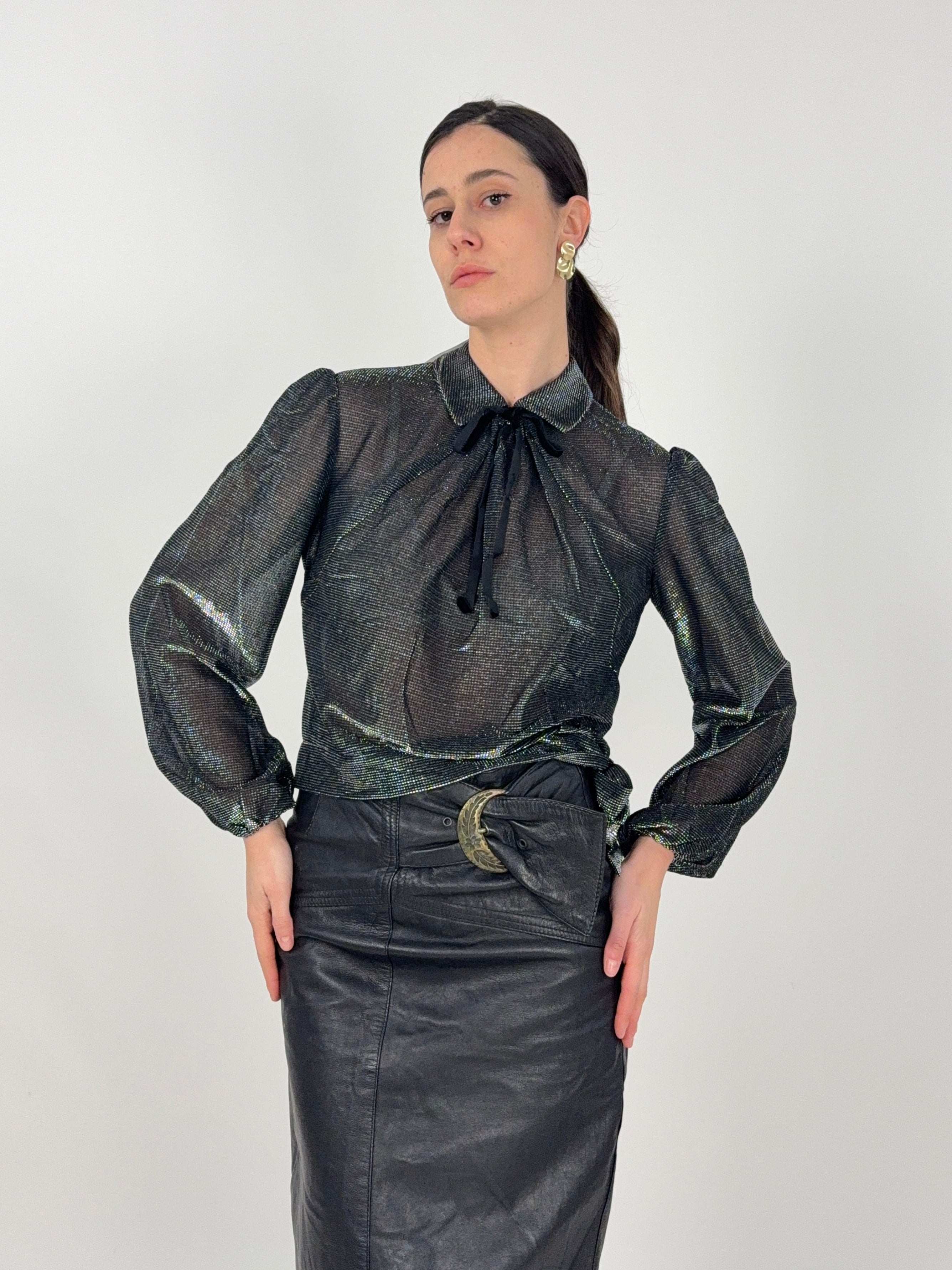 Blusa anni '80 metallizzata