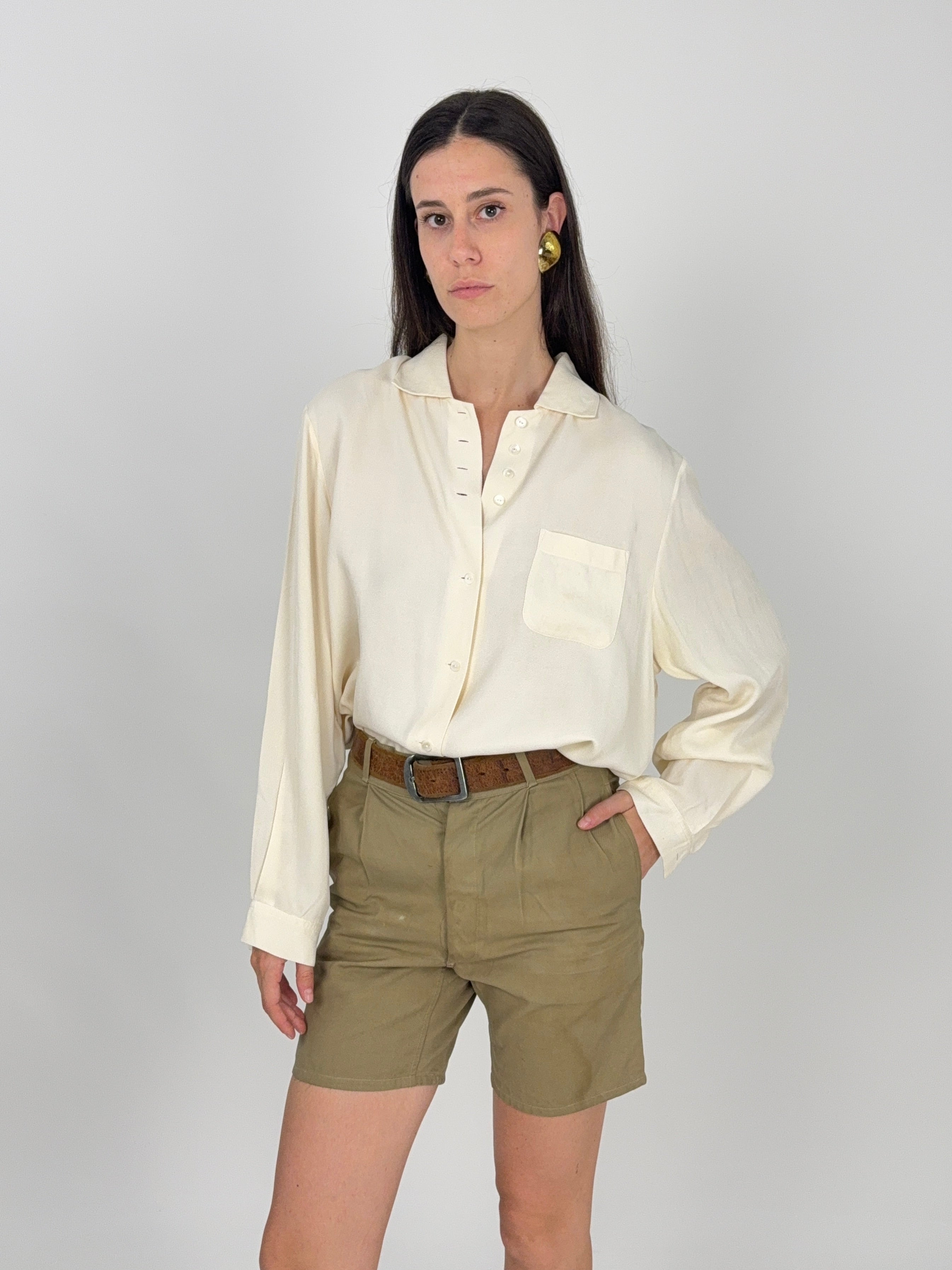Camicia Balloon in Pura Seta Anni '80 - Taglia L