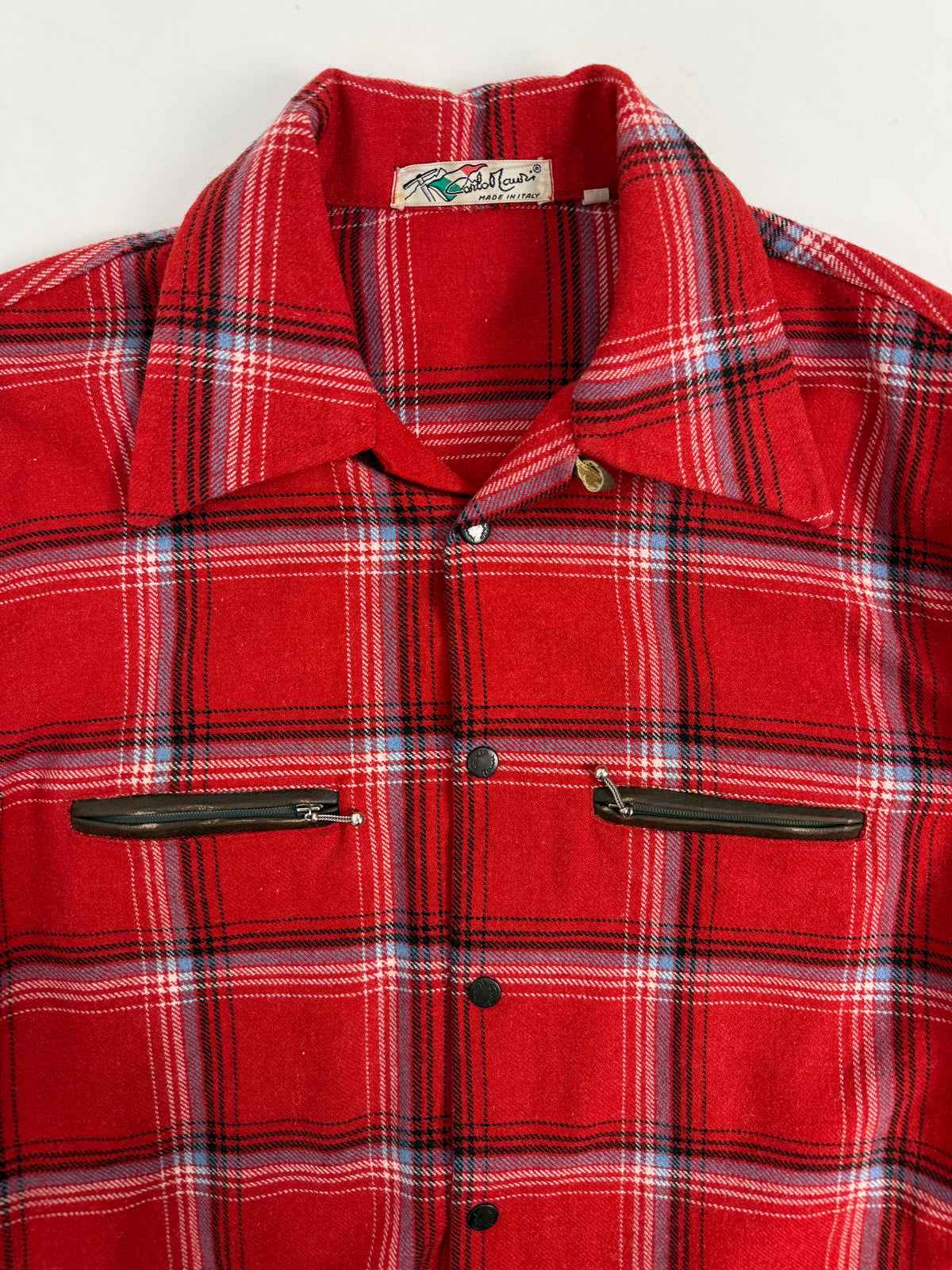 Camicia Carlo Mauri Flanella Lana Tartan Anni '70 – Taglia M