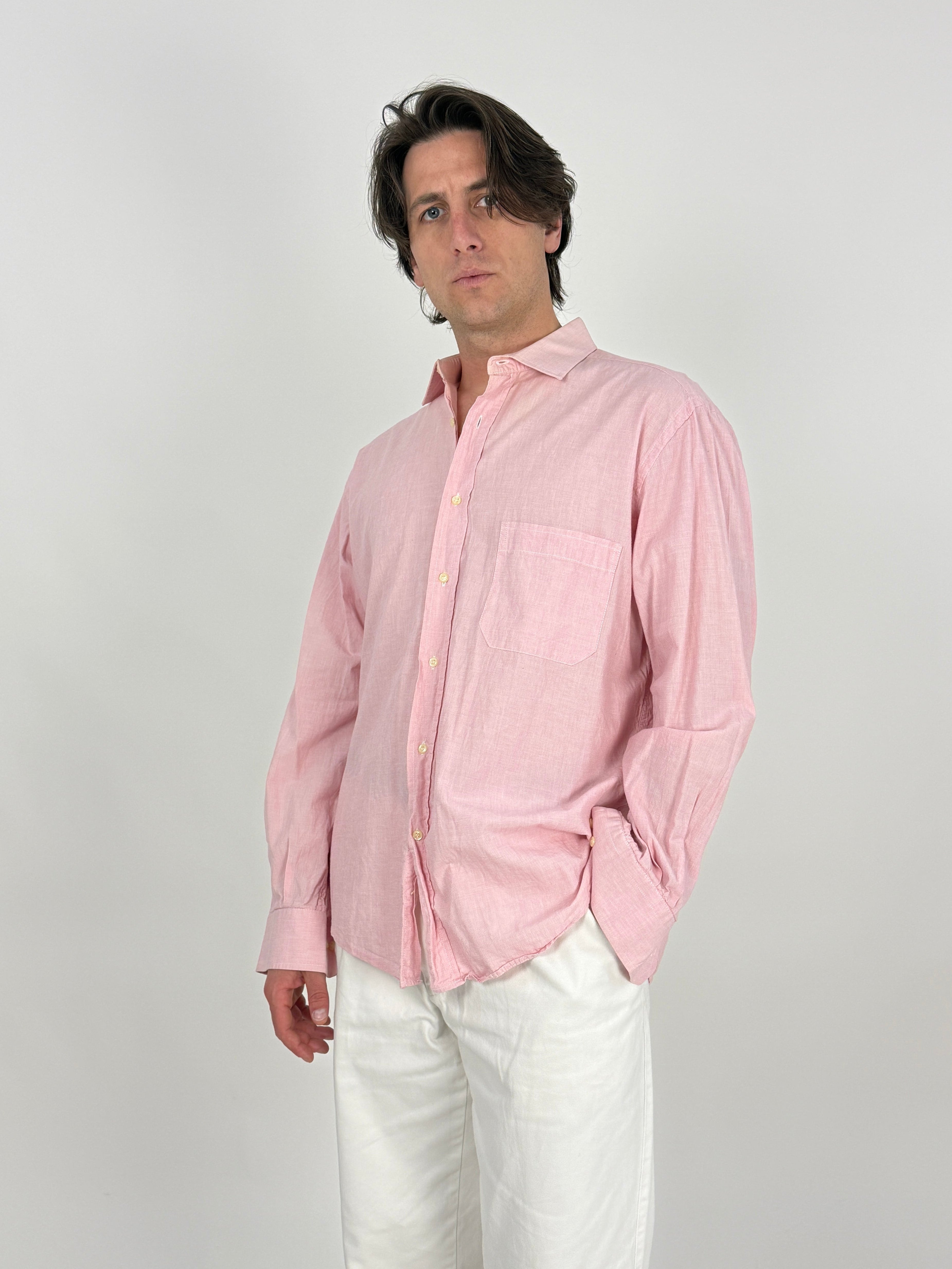 Camicia in puro cotone rosa