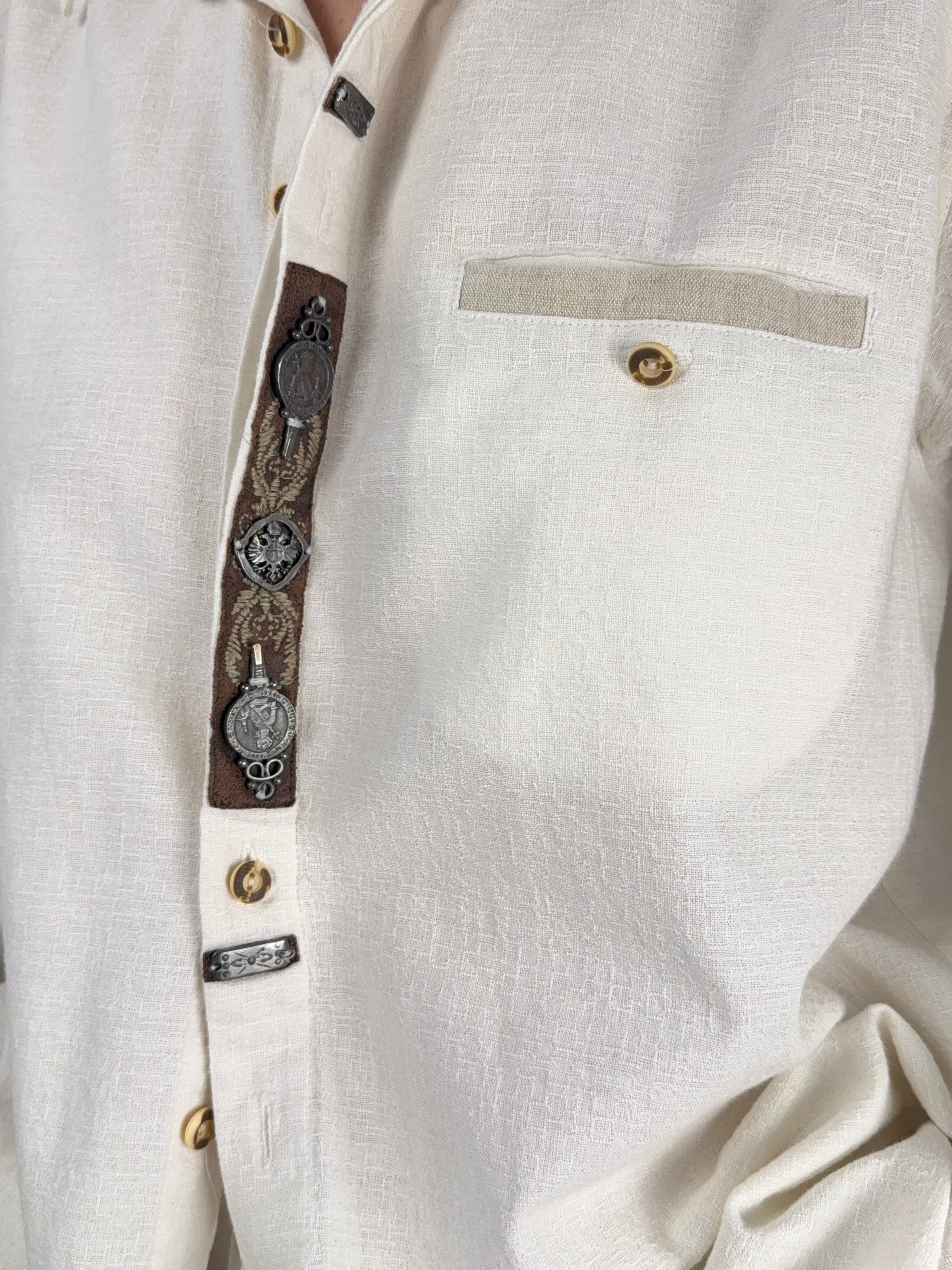 Camicia Vintage Trachten Cotone Bianco - Taglia L