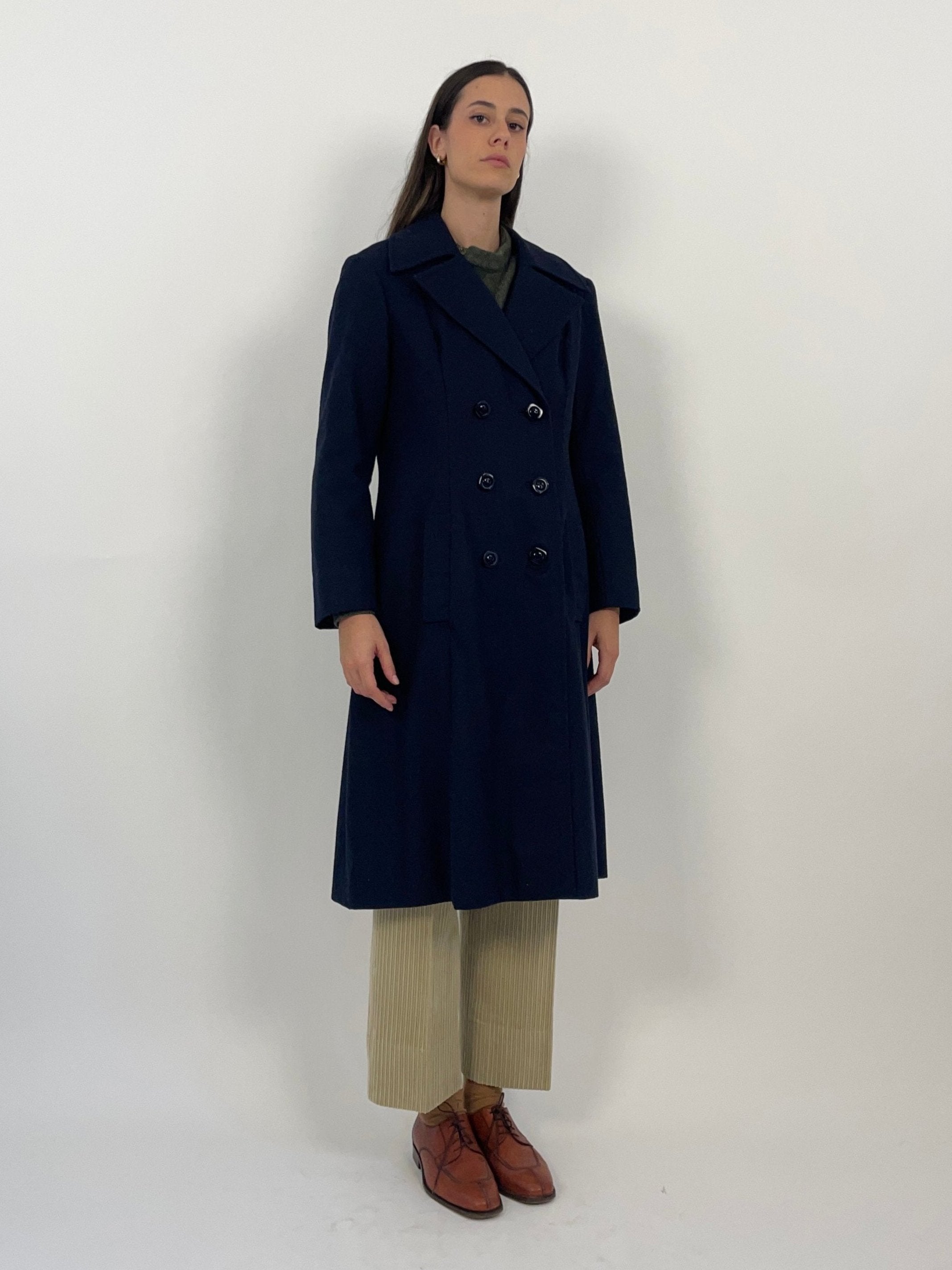 Cappotto lungo doppiopetto in lana