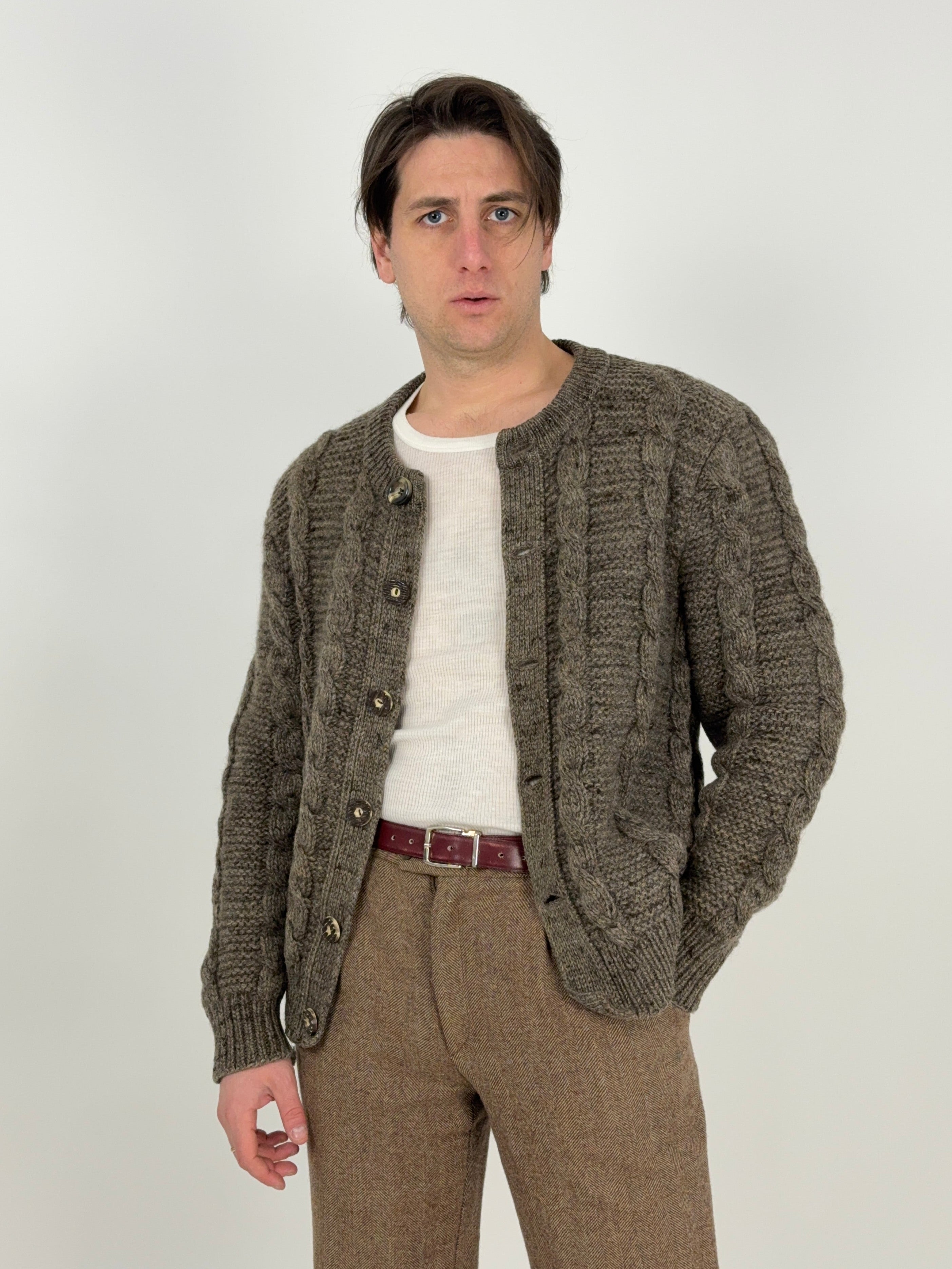 Cardigan in lana intrecciata chunky knit heritage