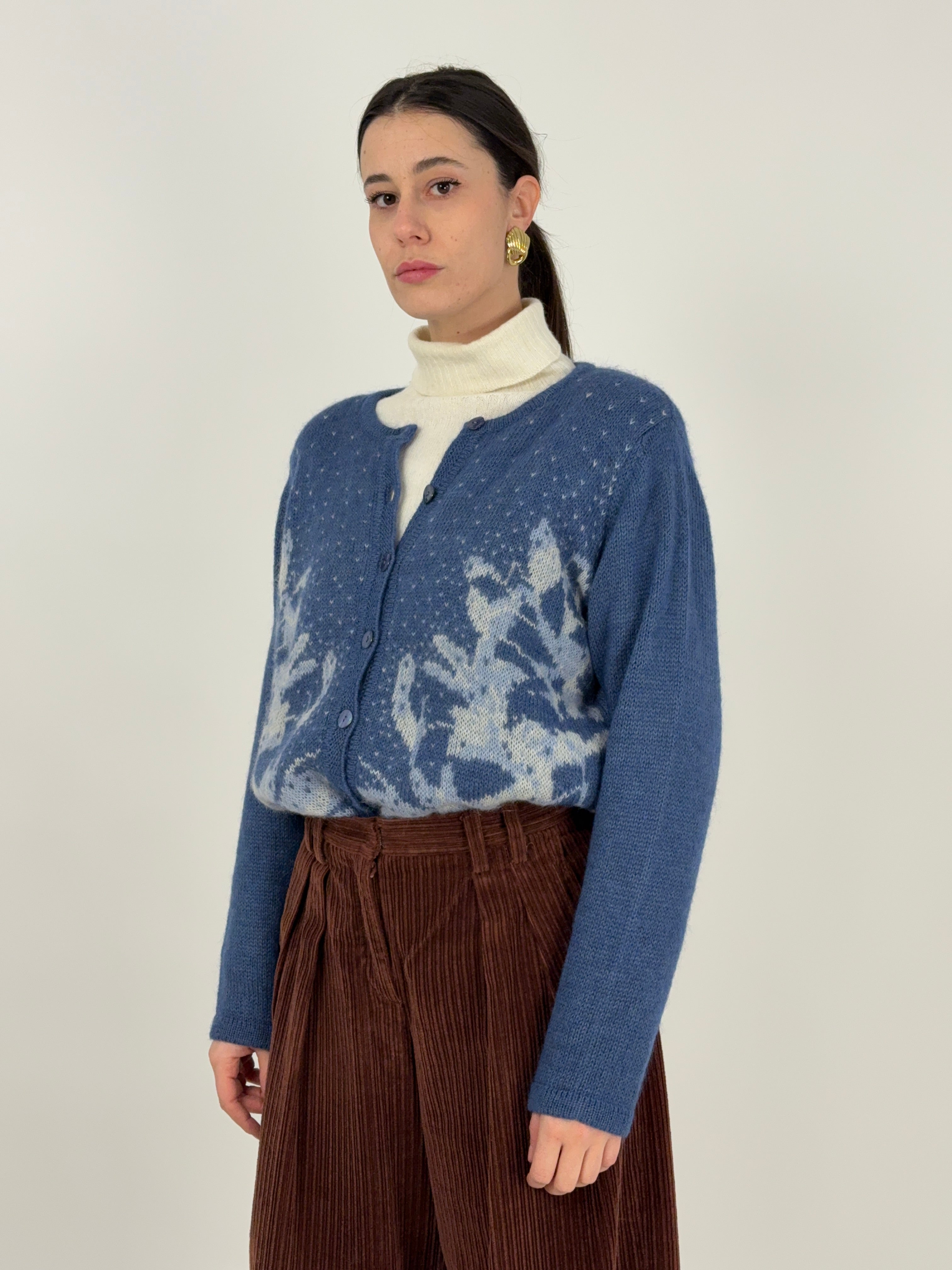 Cardigan jacquard floreale anni ’80