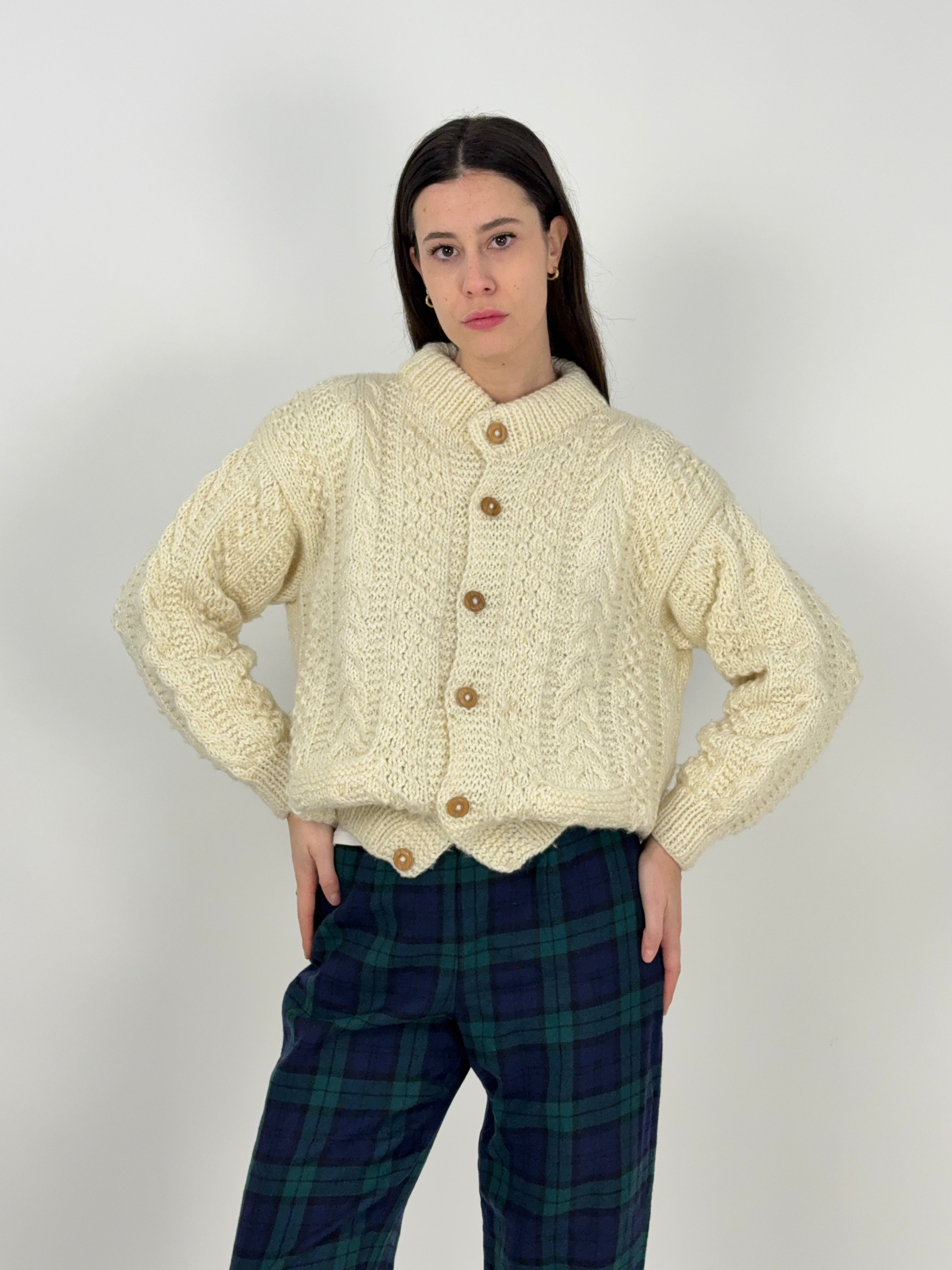 Cardigan vintage in lana intrecciata