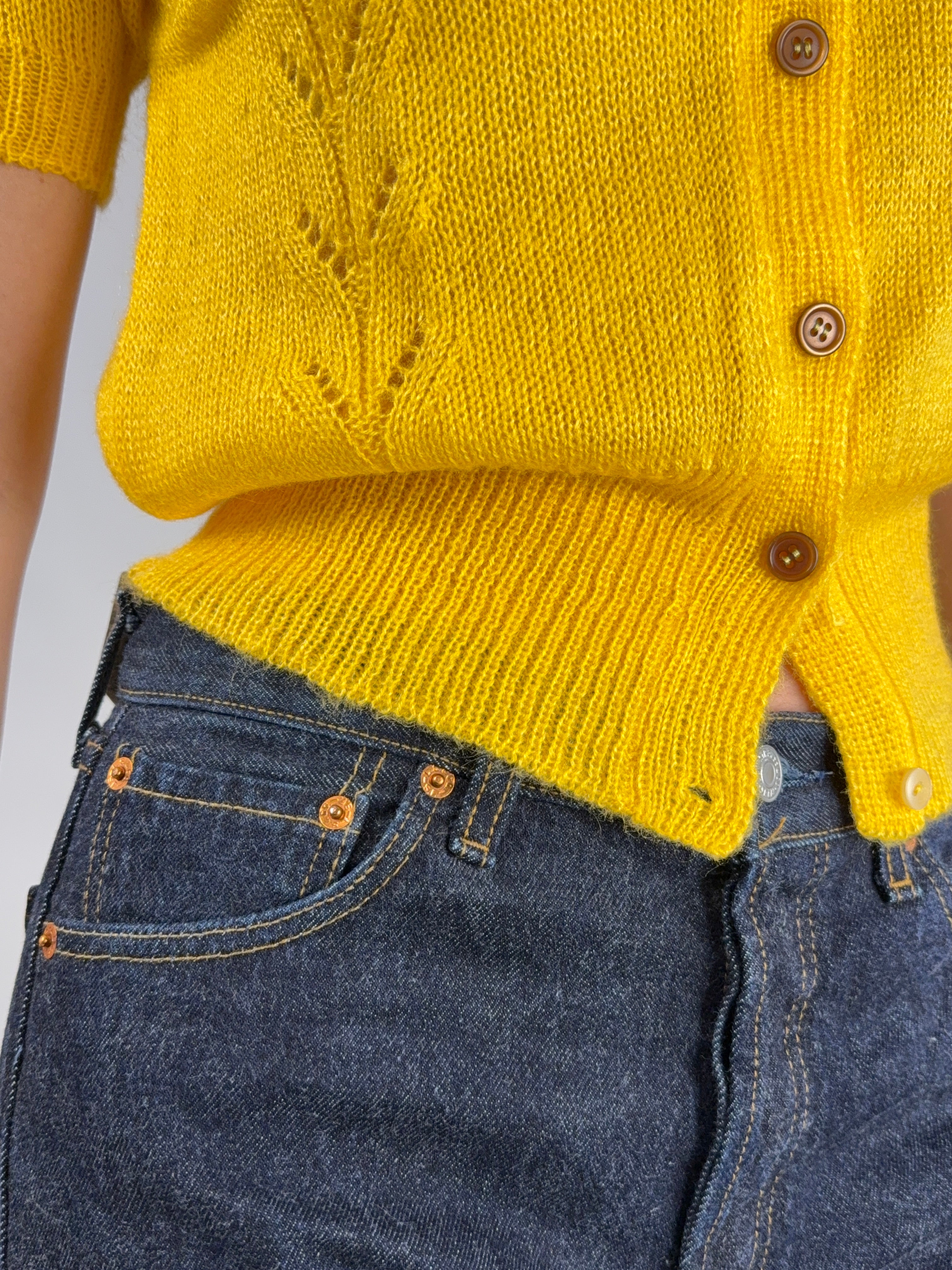 Cardigan vintage in lana con maniche corte