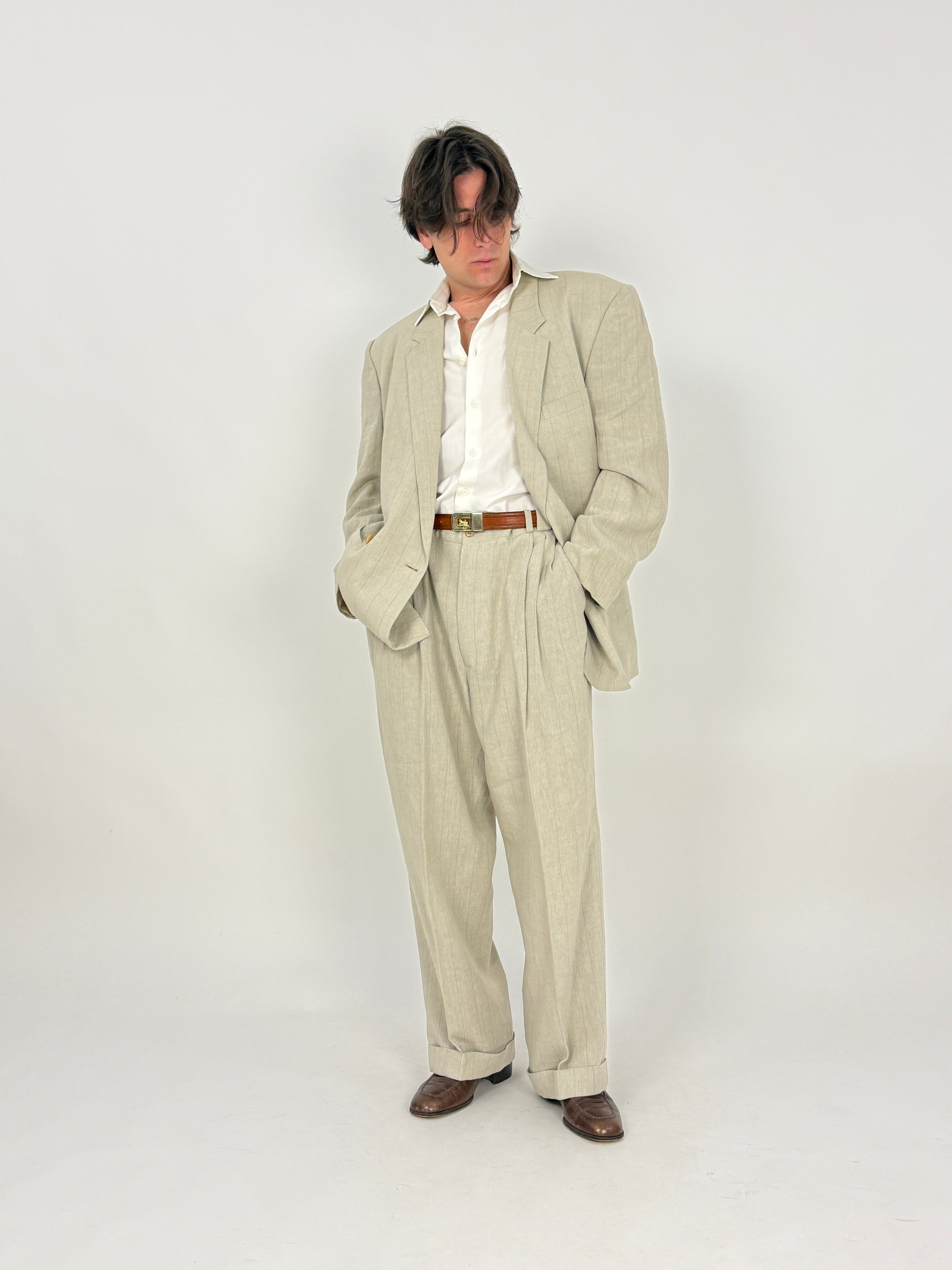 Completo Istante by Gianni Versace - gessato in lino anni '80