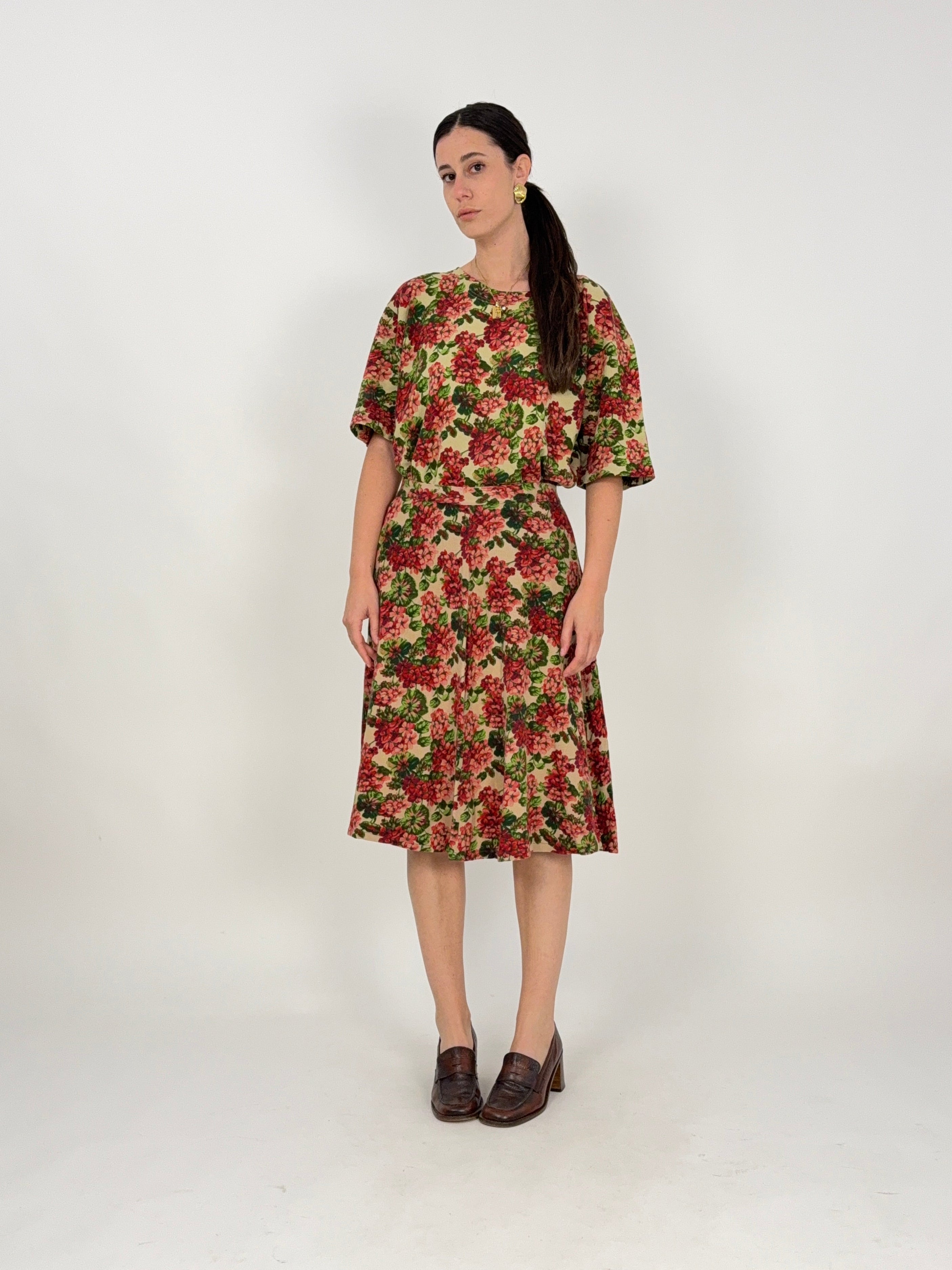 Set coordinato Blusa e Gonna in cotone a fiori