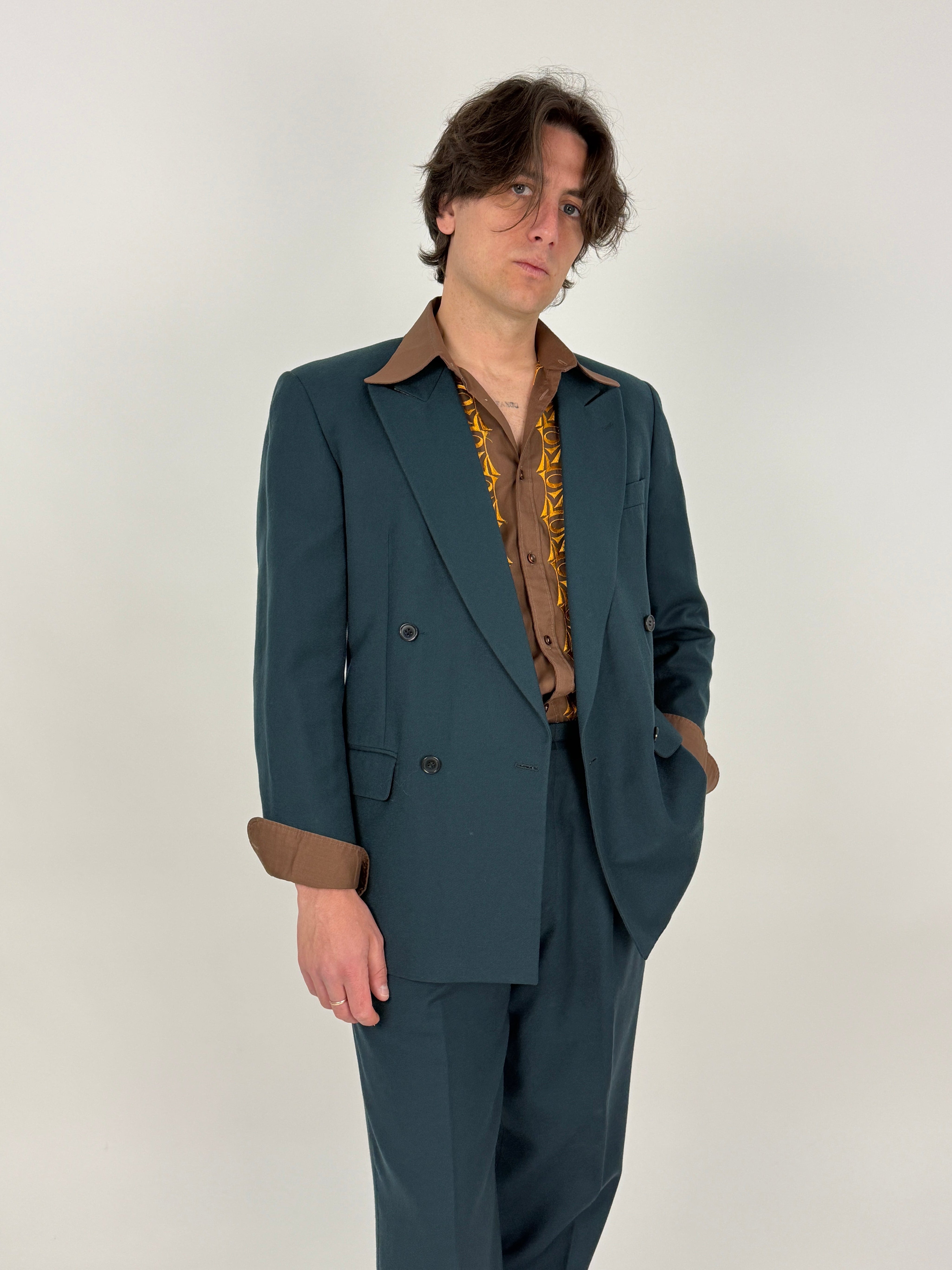 Completo vintage in pura lana verde