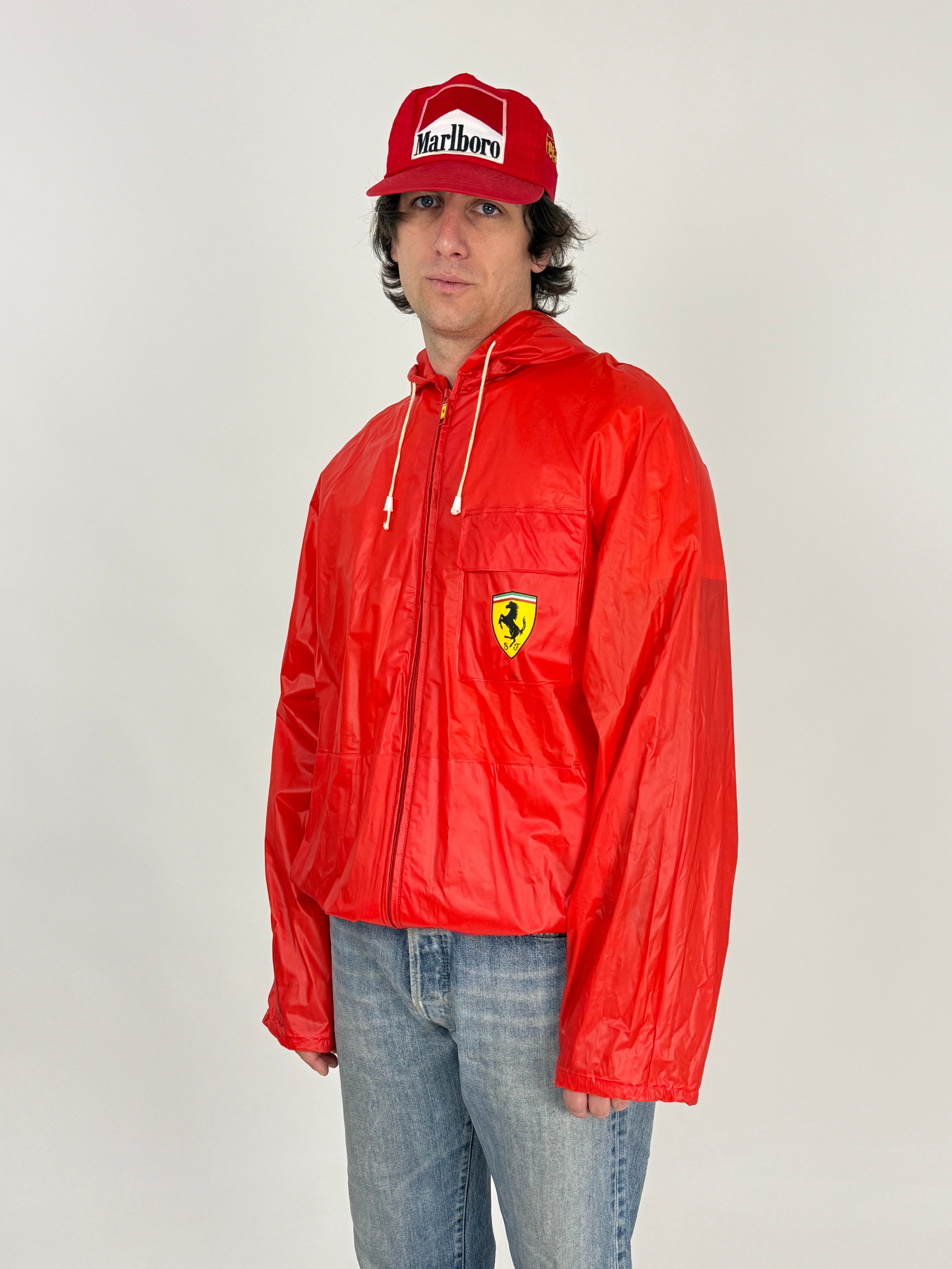 K-Way Ferrari per Agip Rosso Corsa F1 Anni '80/'90 - Taglia L