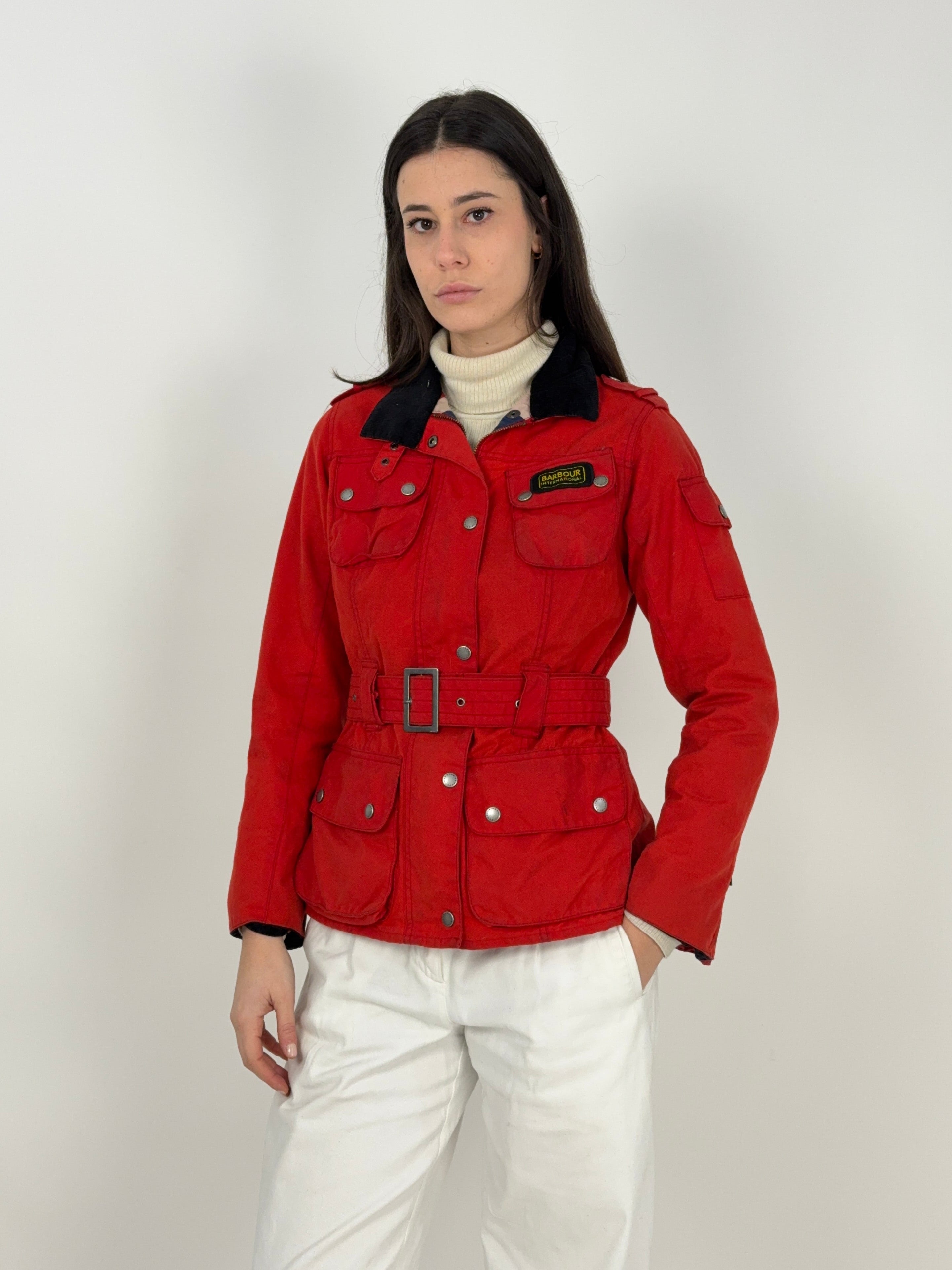 Giacca Barbour International Vintage Rossa UK10 – Wax Jacket Moto