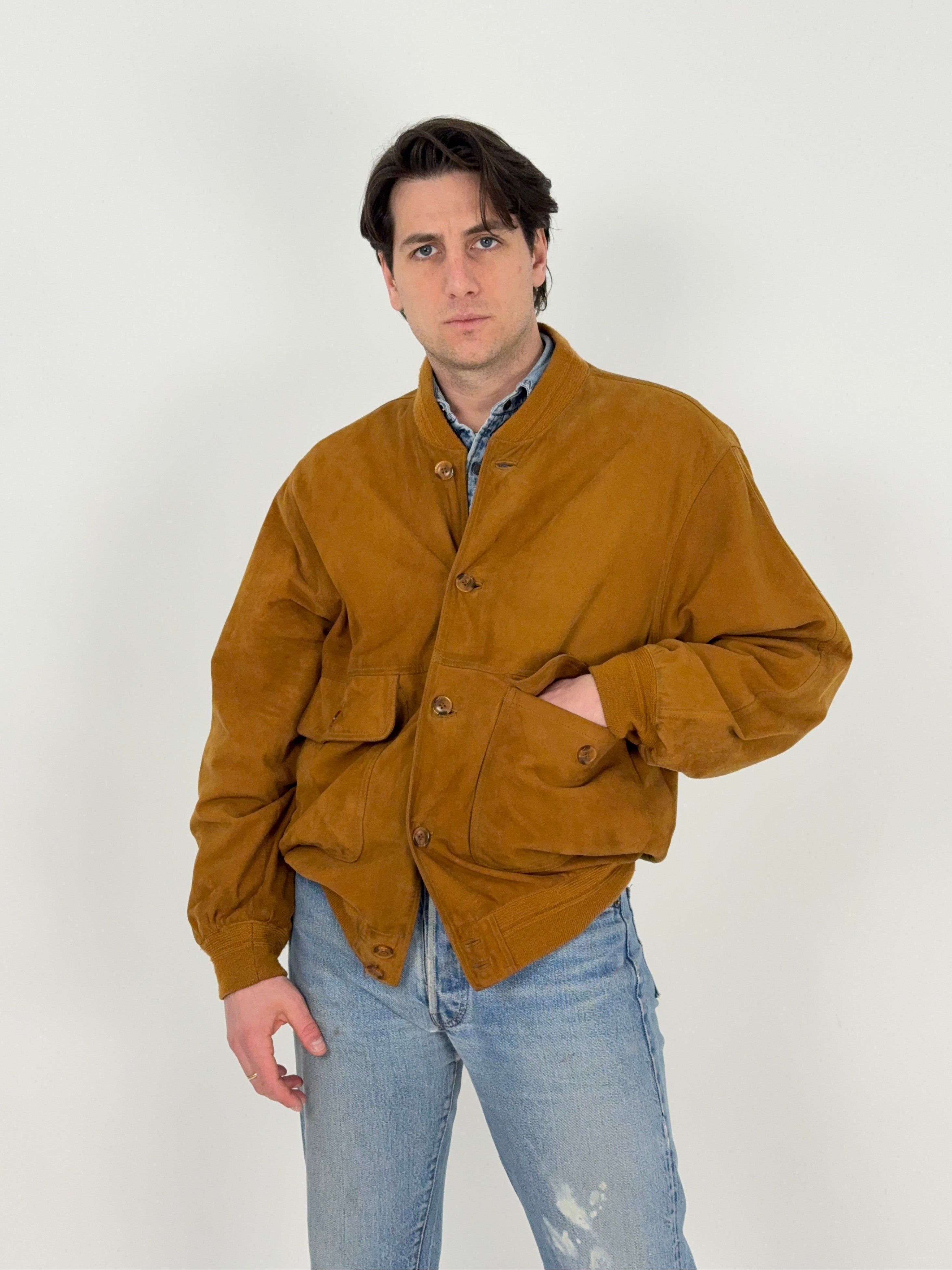 Giacca in camoscio marrone vintage