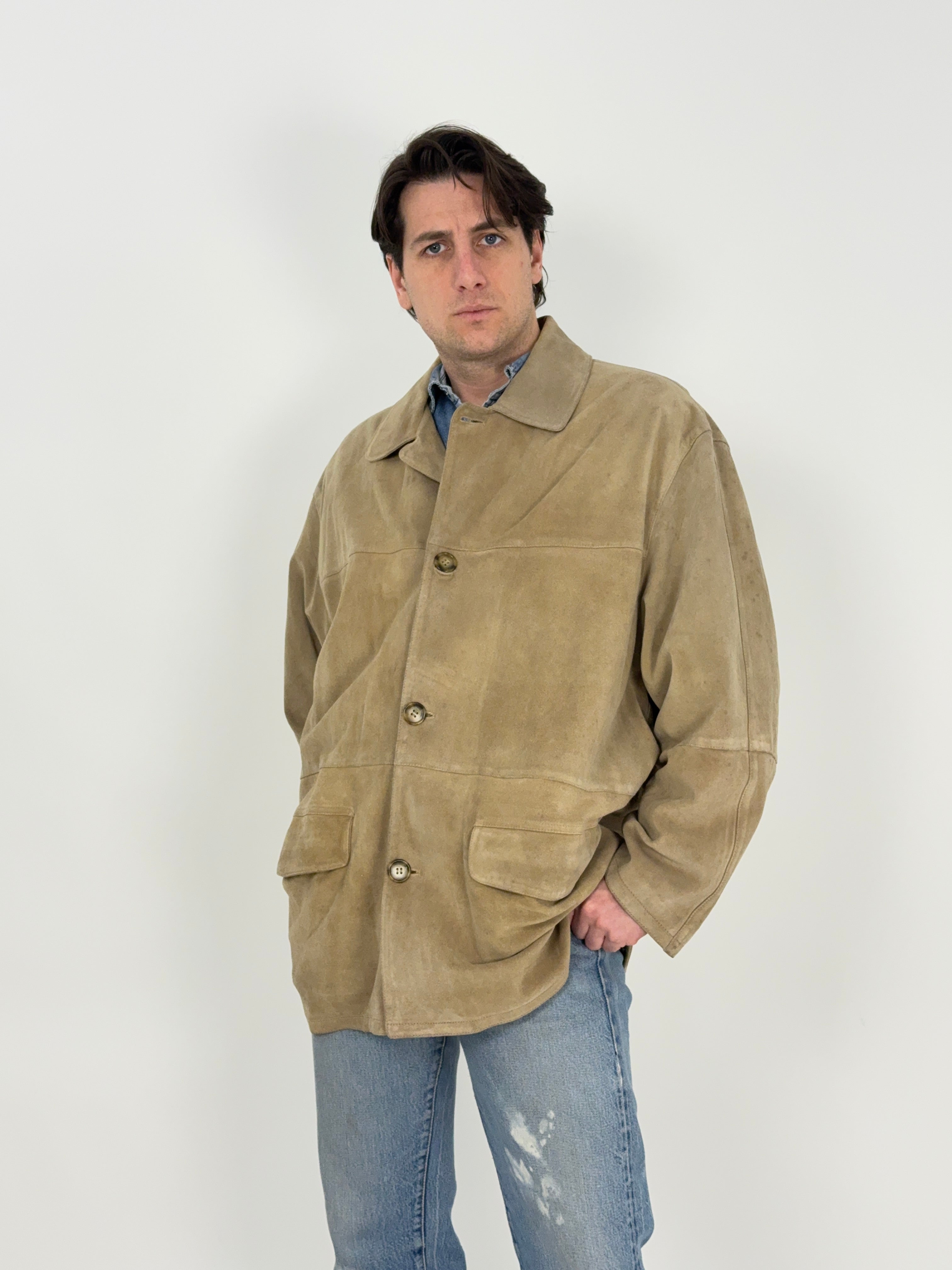 Giacca in pelle scamosciata