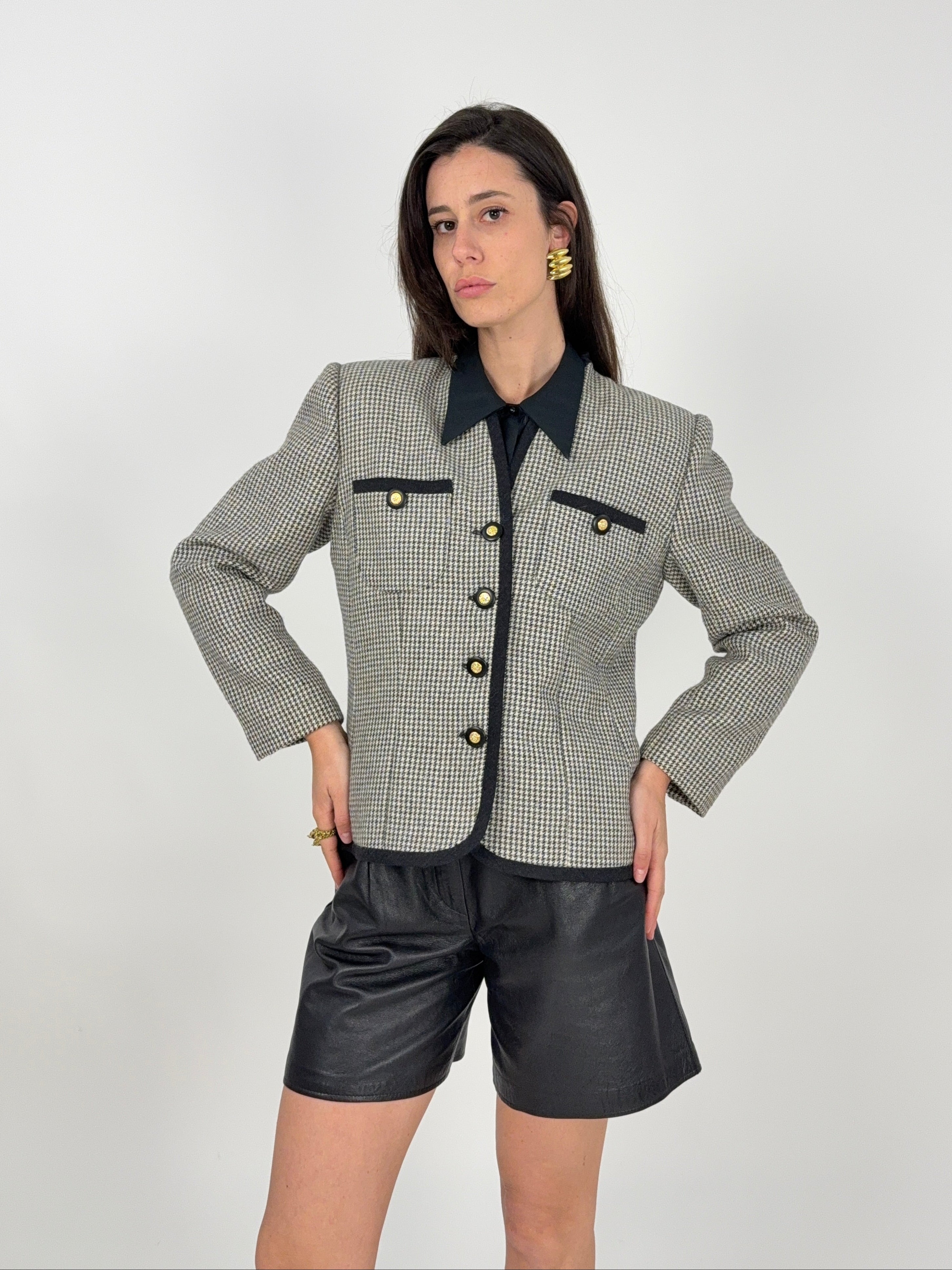 Giacca vintage Luisa Spagnoli in Lana e Alpaca Pied-de-Poule