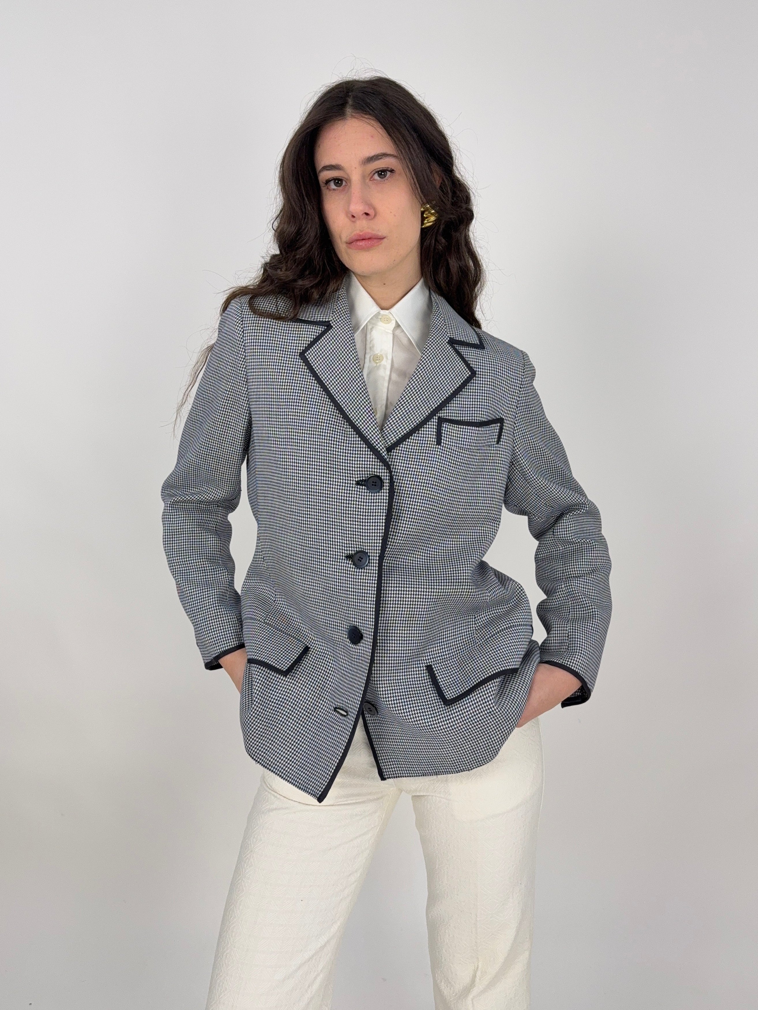 Giacca Nina Ricci Boutique Paris pied de poule anni '80