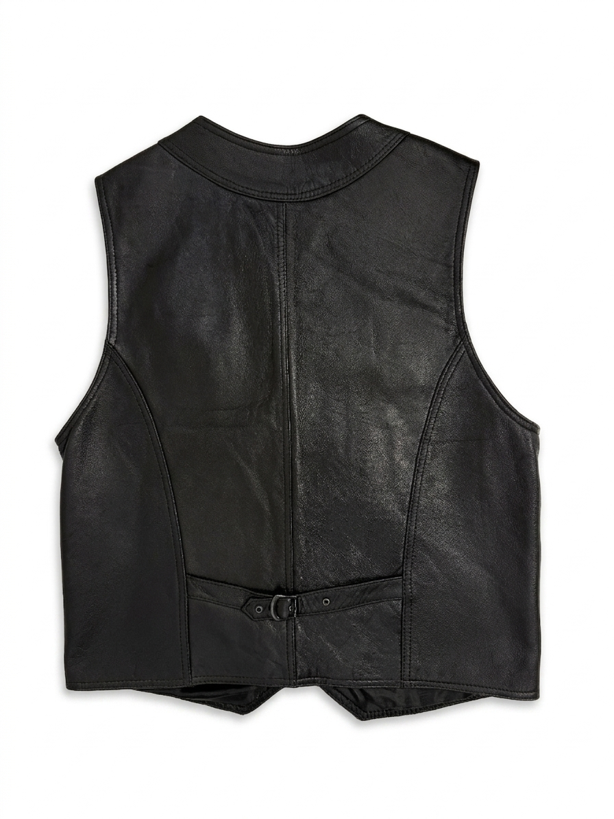 Gilet vintage in vera pelle nera