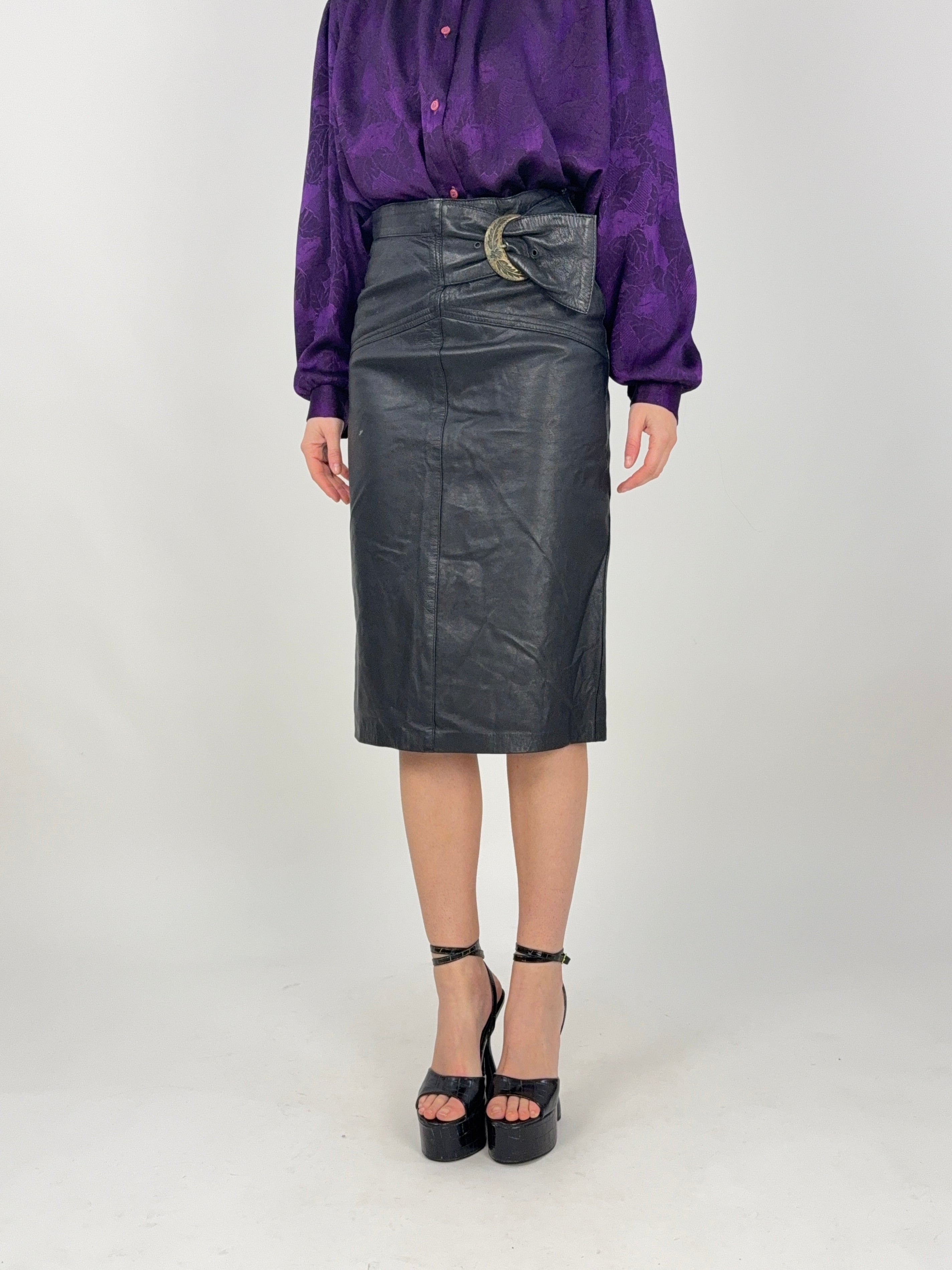 1980s pencil skirt - Genuine leather