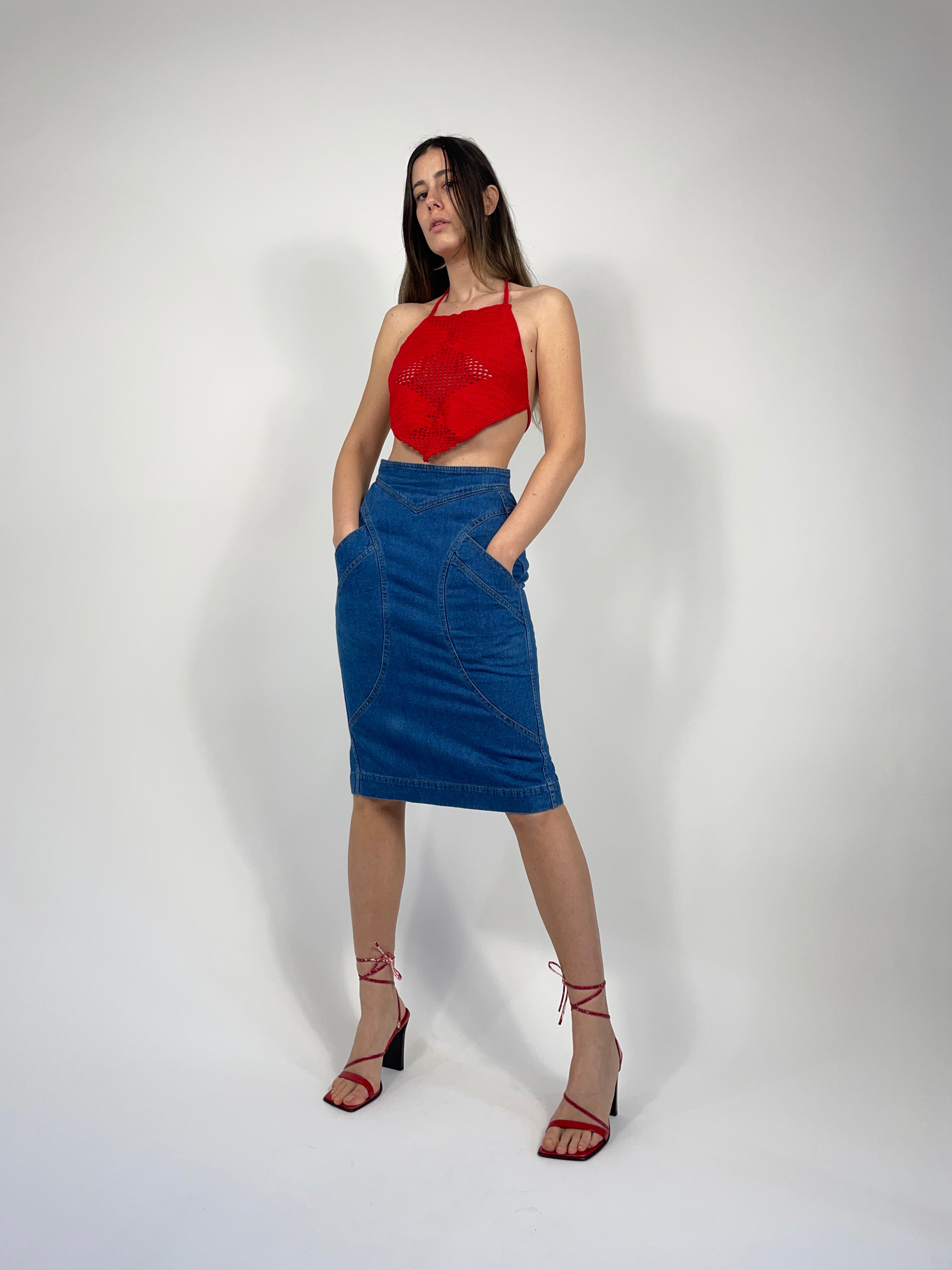 Gonna denim Fendi