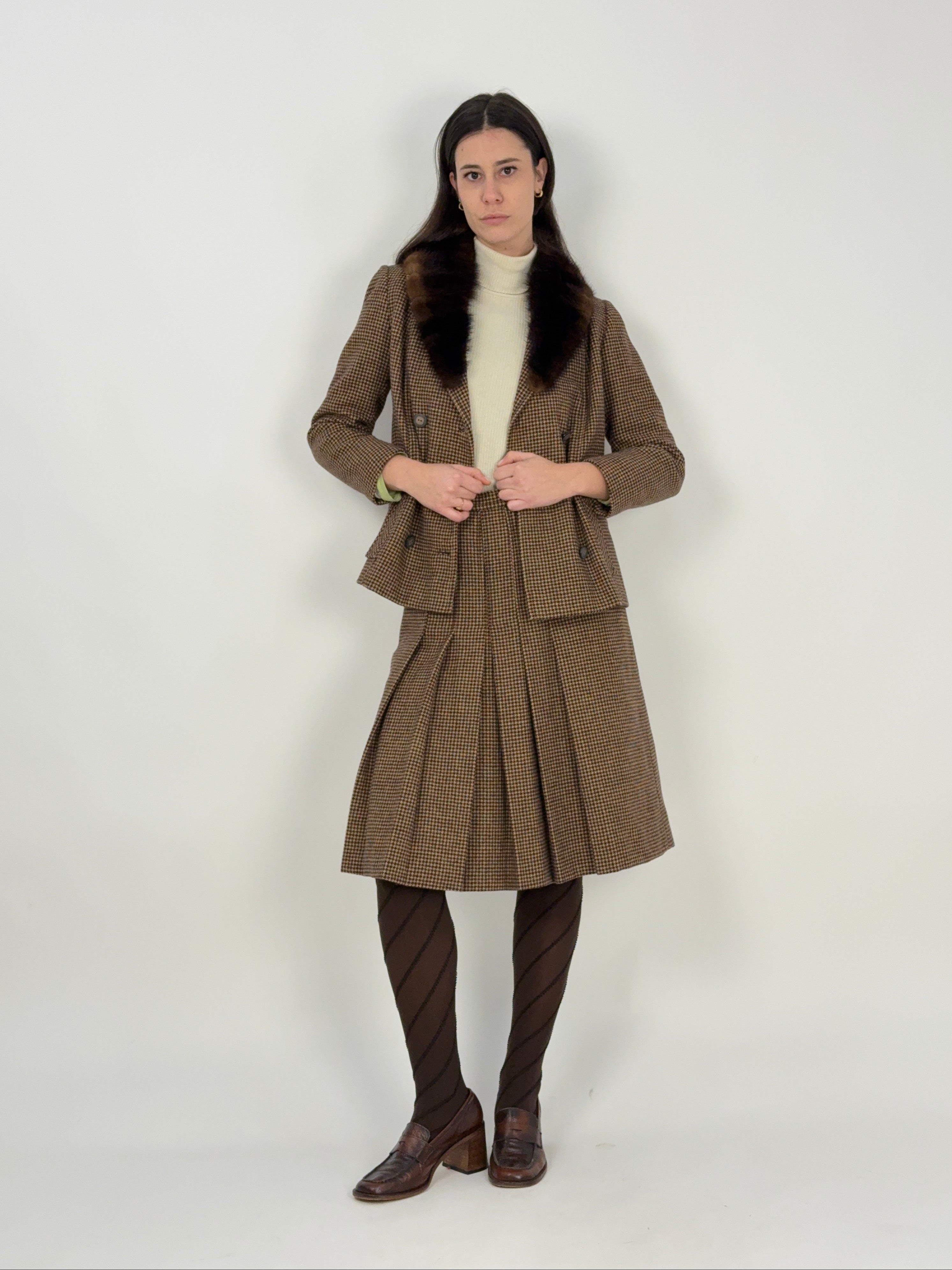 Tailleur sartoriale anni '70 in lana pied de poule