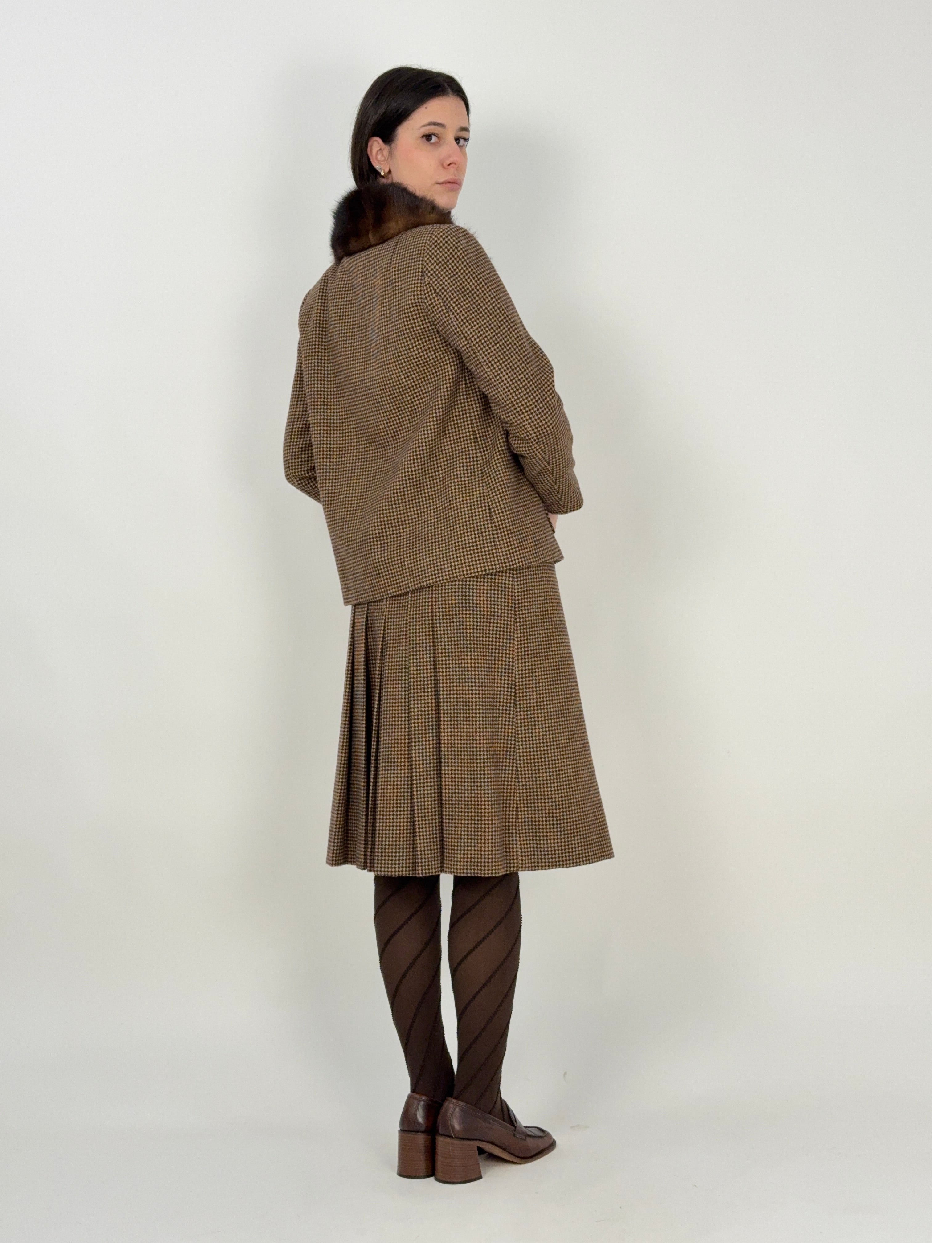 Tailleur sartoriale anni '70 in lana pied de poule