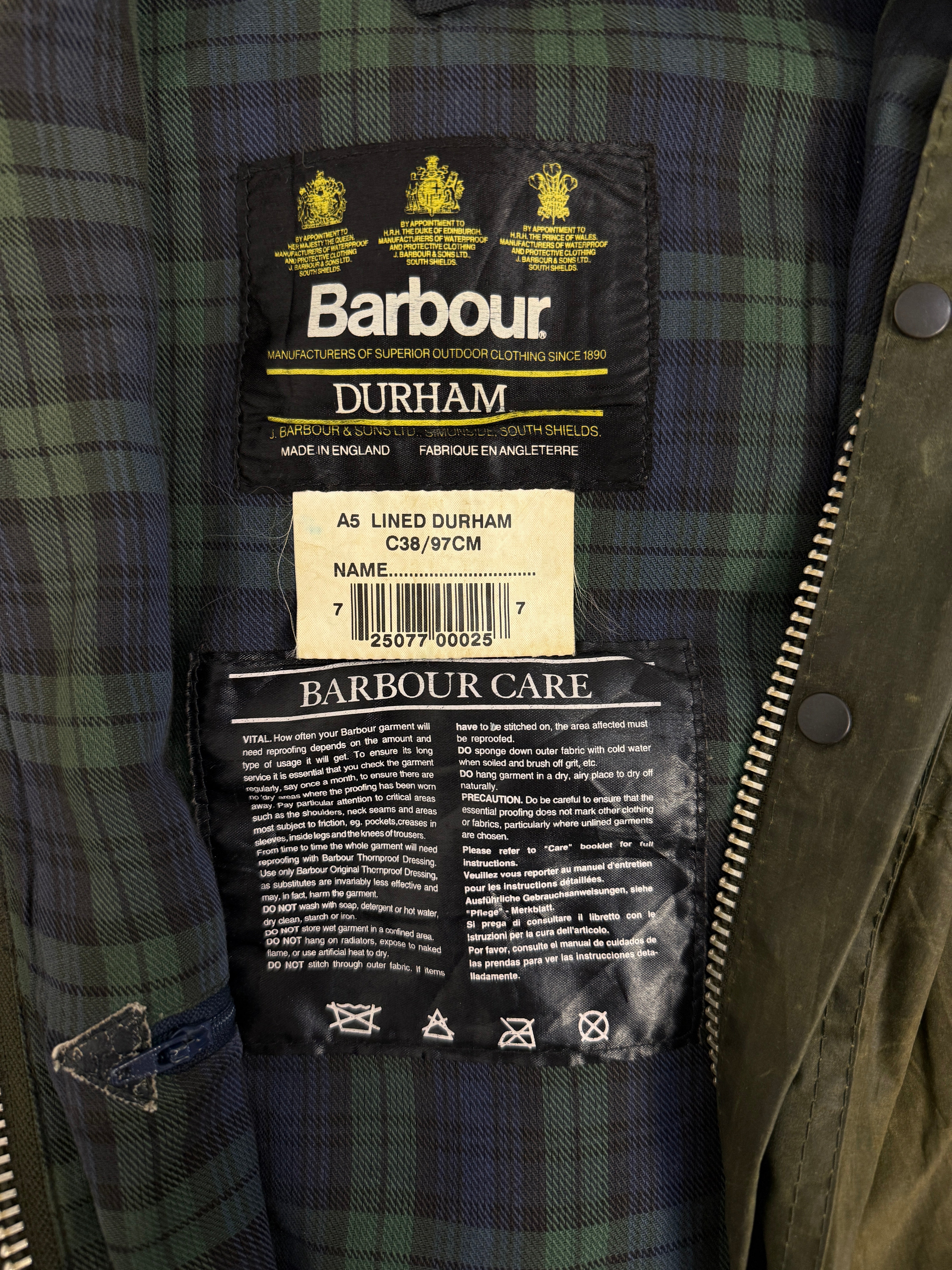Giacca Barbour Durham C38/97CM - Anni '90
