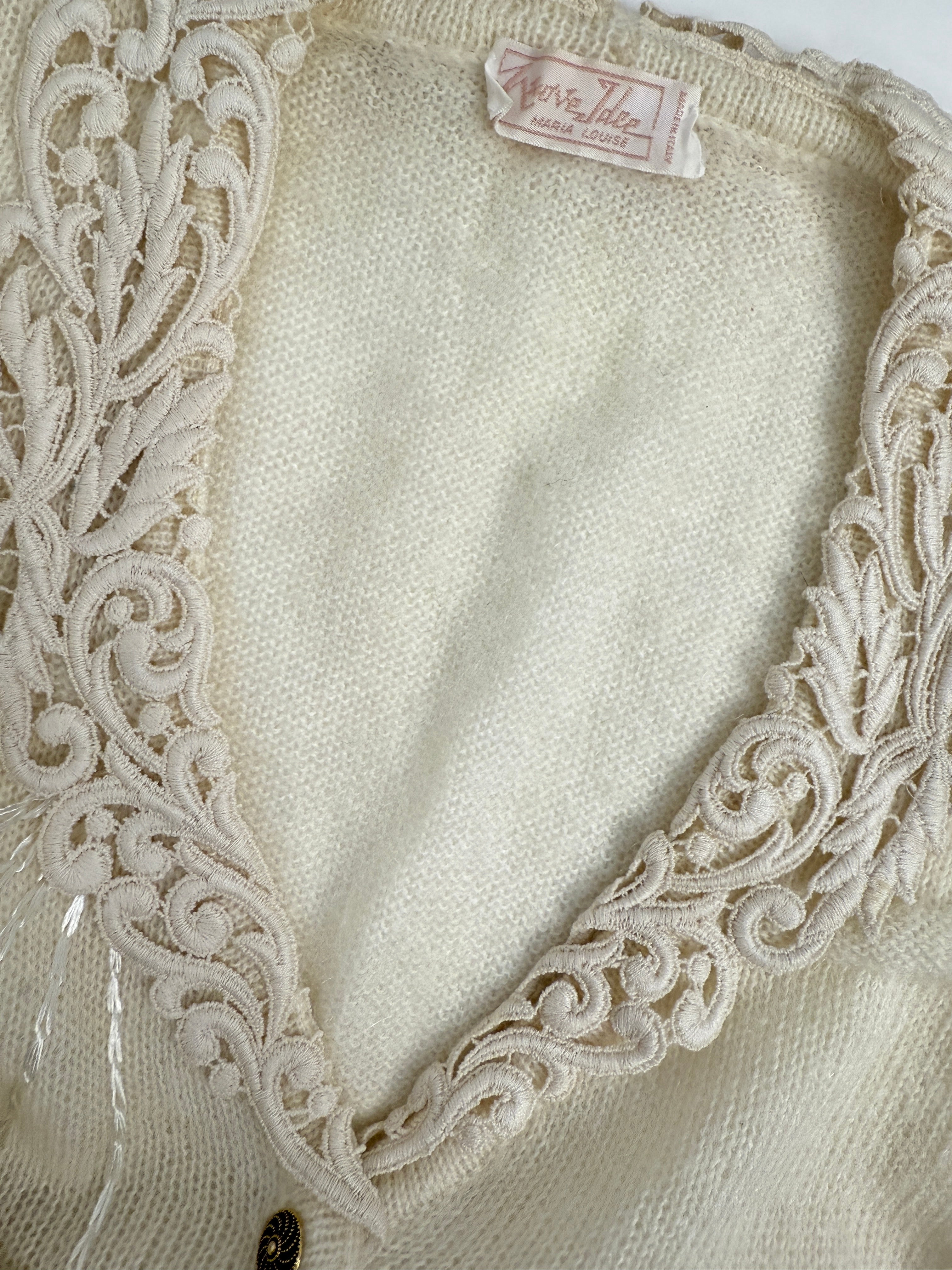 Cardigan con ricami e bottoni gioiello – Anni ’80