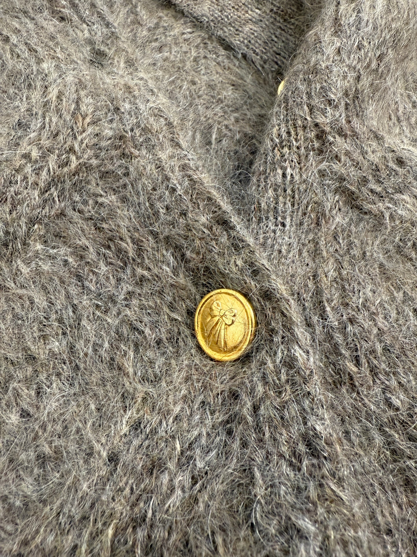 Cardigan in mohair con colletto ricamato anni '80