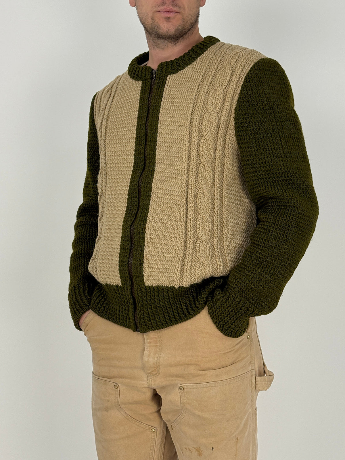 cardigan-bicolore-anni-60-verde-e-beige